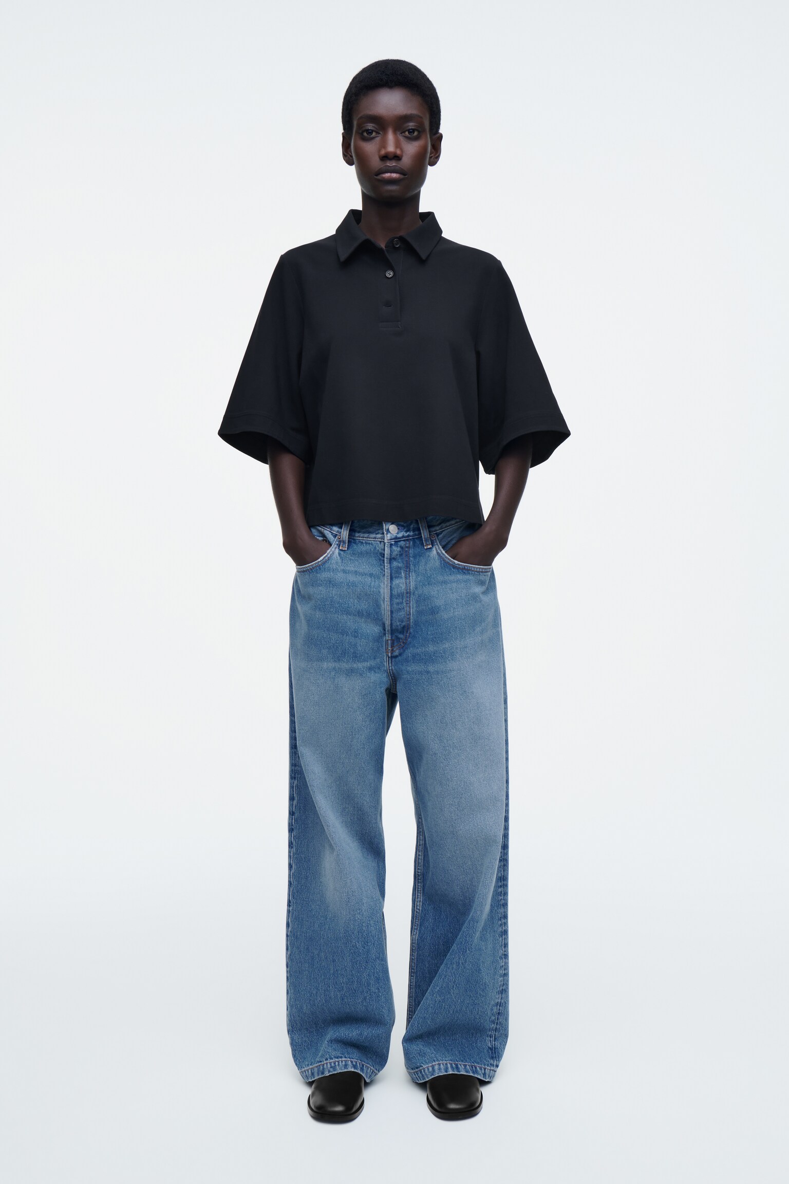 CHEMISE FAÇON POLO SILHOUETTE CARRÉE - BLEU MARINE/VERT CLAIR - 4