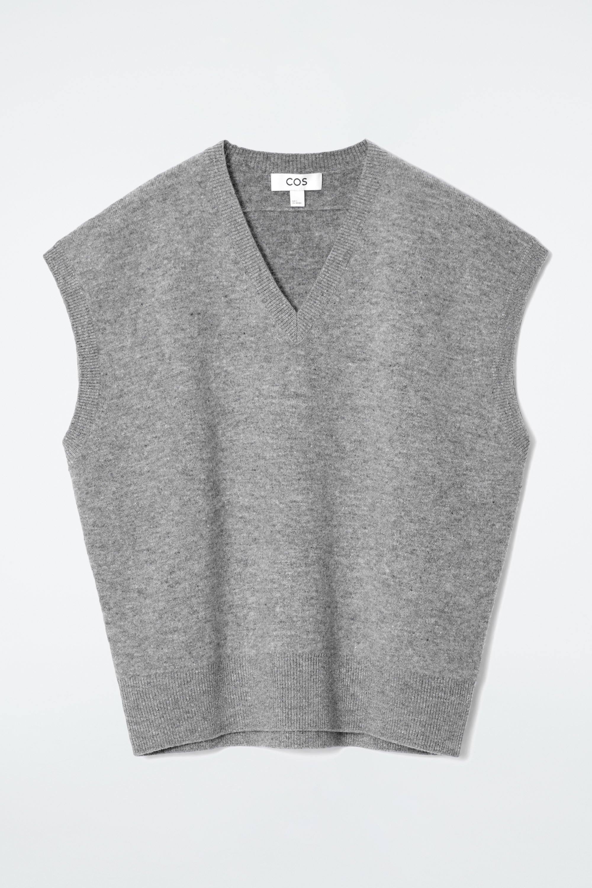 DOUBLE-FACED WOOL V-NECK VEST - GREY MÉLANGE | COS