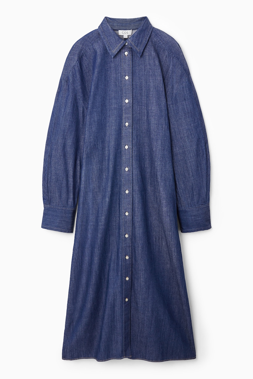 cos rounded denim shirt dress Cos Denim Midi Shirt Dress