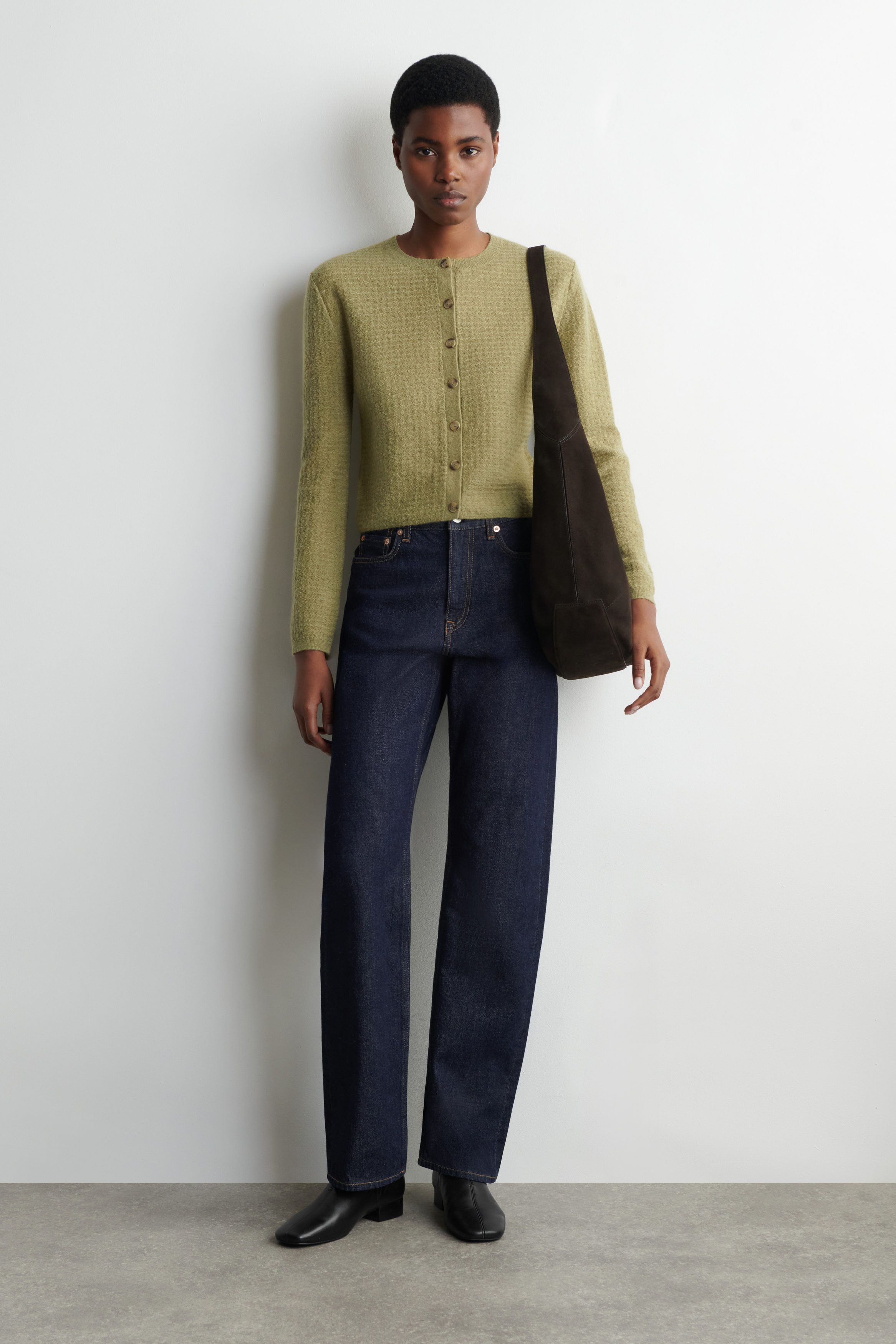 ZIGZAG-KNIT MOHAIR-BLEND CARDIGAN - GREEN | COS US