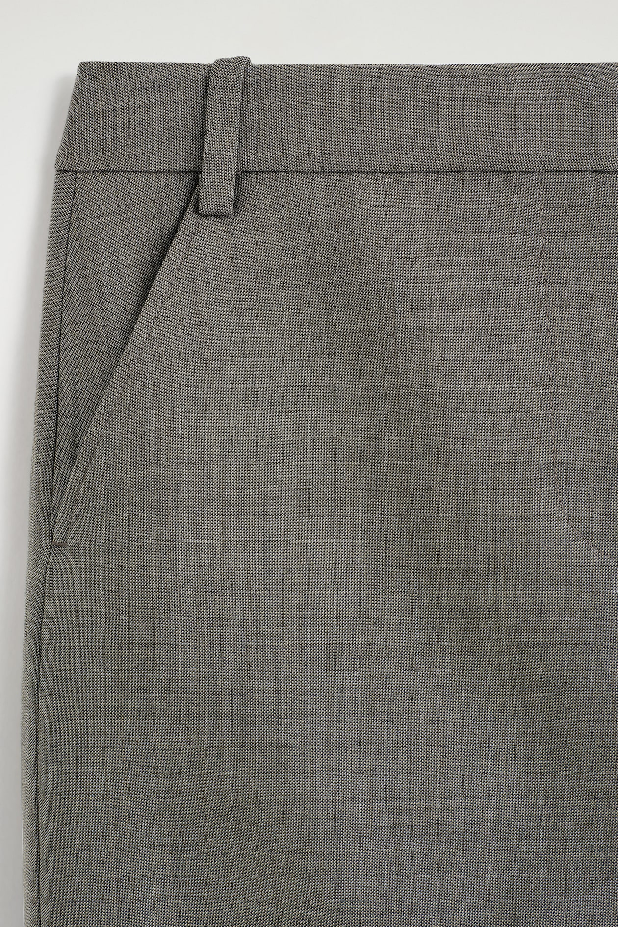 TURN-UP WOOL-BLEND PENCIL SKIRT — TAUPE MÉLANGE