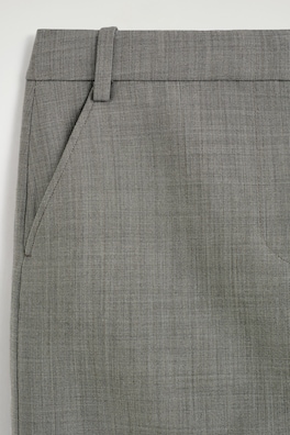 TURN-UP WOOL-BLEND PENCIL SKIRT — TAUPE MÉLANGE 1