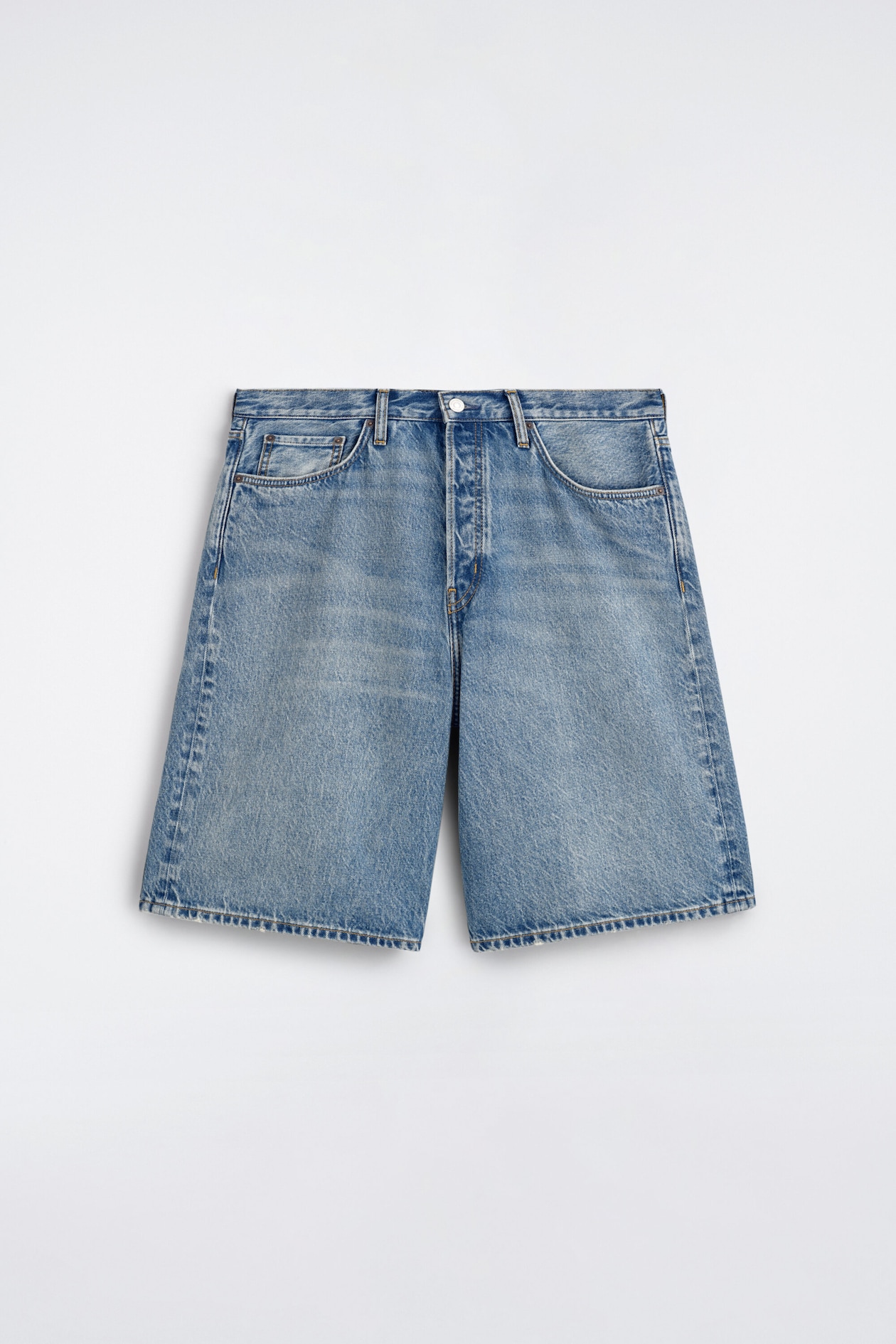 RIDER RELAXED-FIT DENIM SHORTS — BLUE