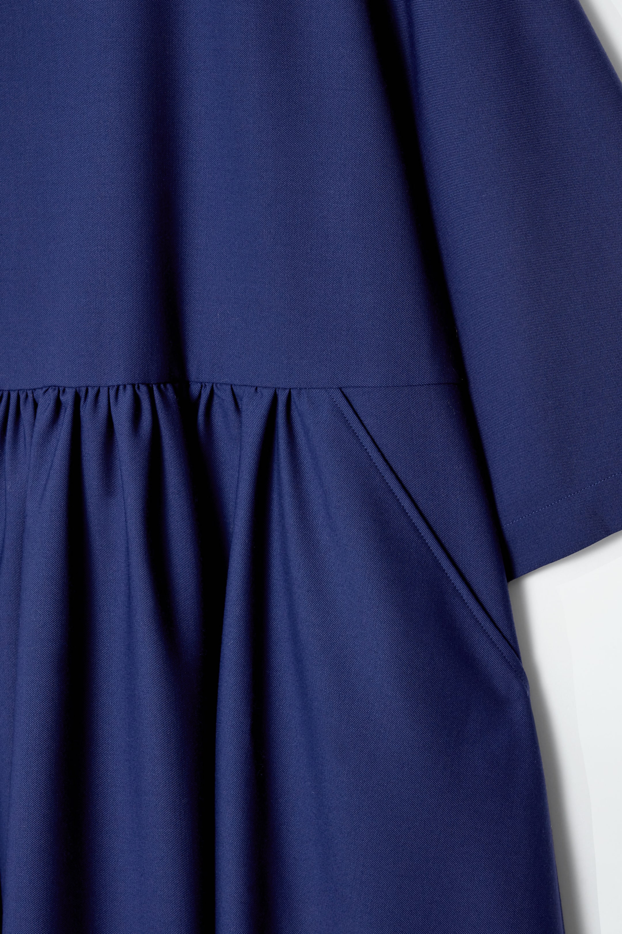 GATHERED WOOL-BLEND MIDI DRESS