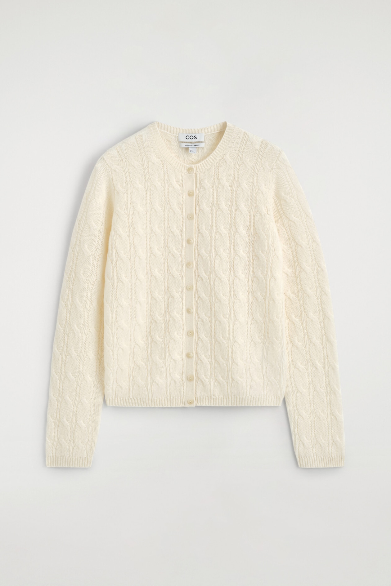 CABLE-KNIT PURE CASHMERE CARDIGAN — IVORY