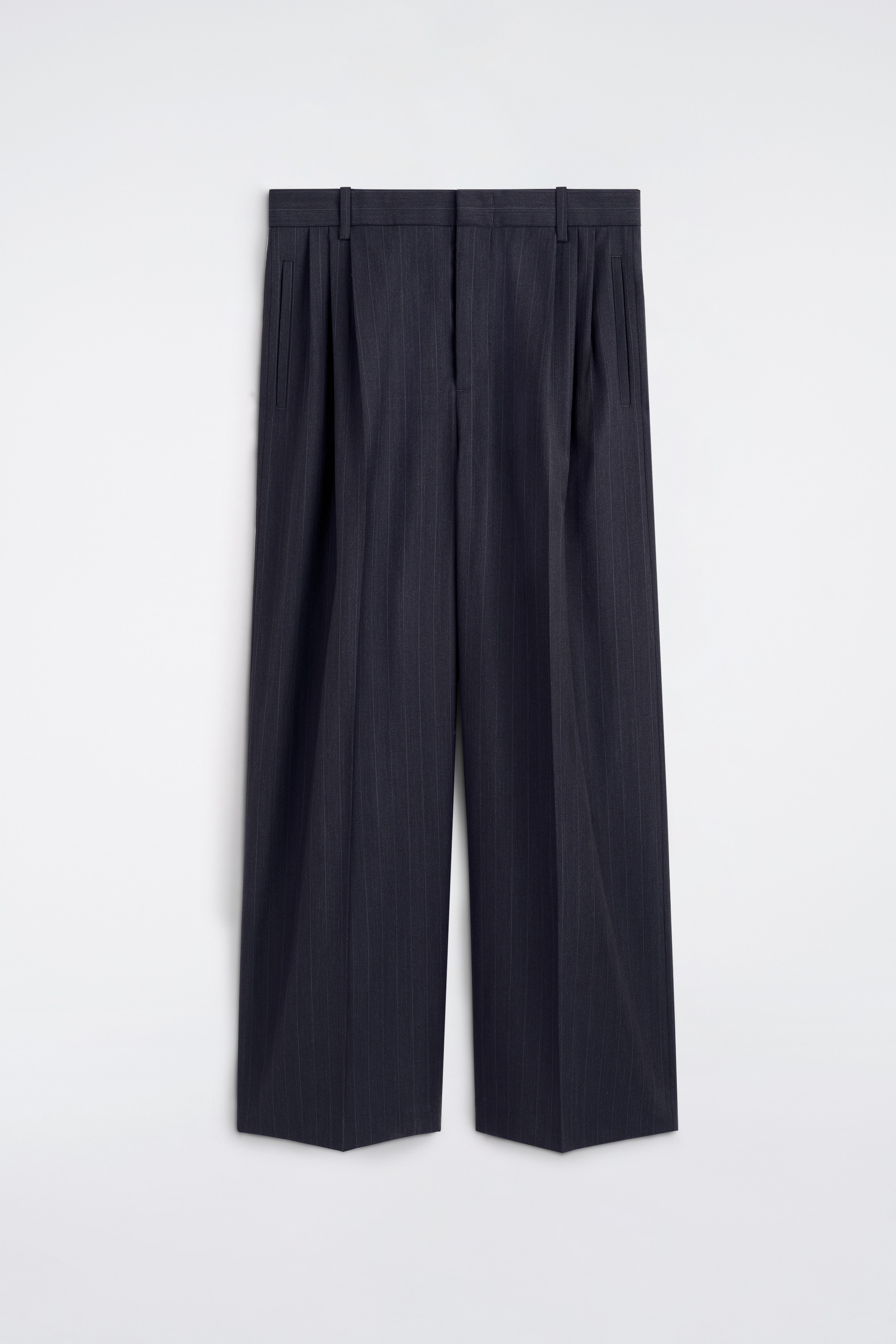 LOCKERE HOSE MIT WEITEM BEIN UND FALTEN - NAVYBLAU/NADELSTREIFEN/SCHWARZ