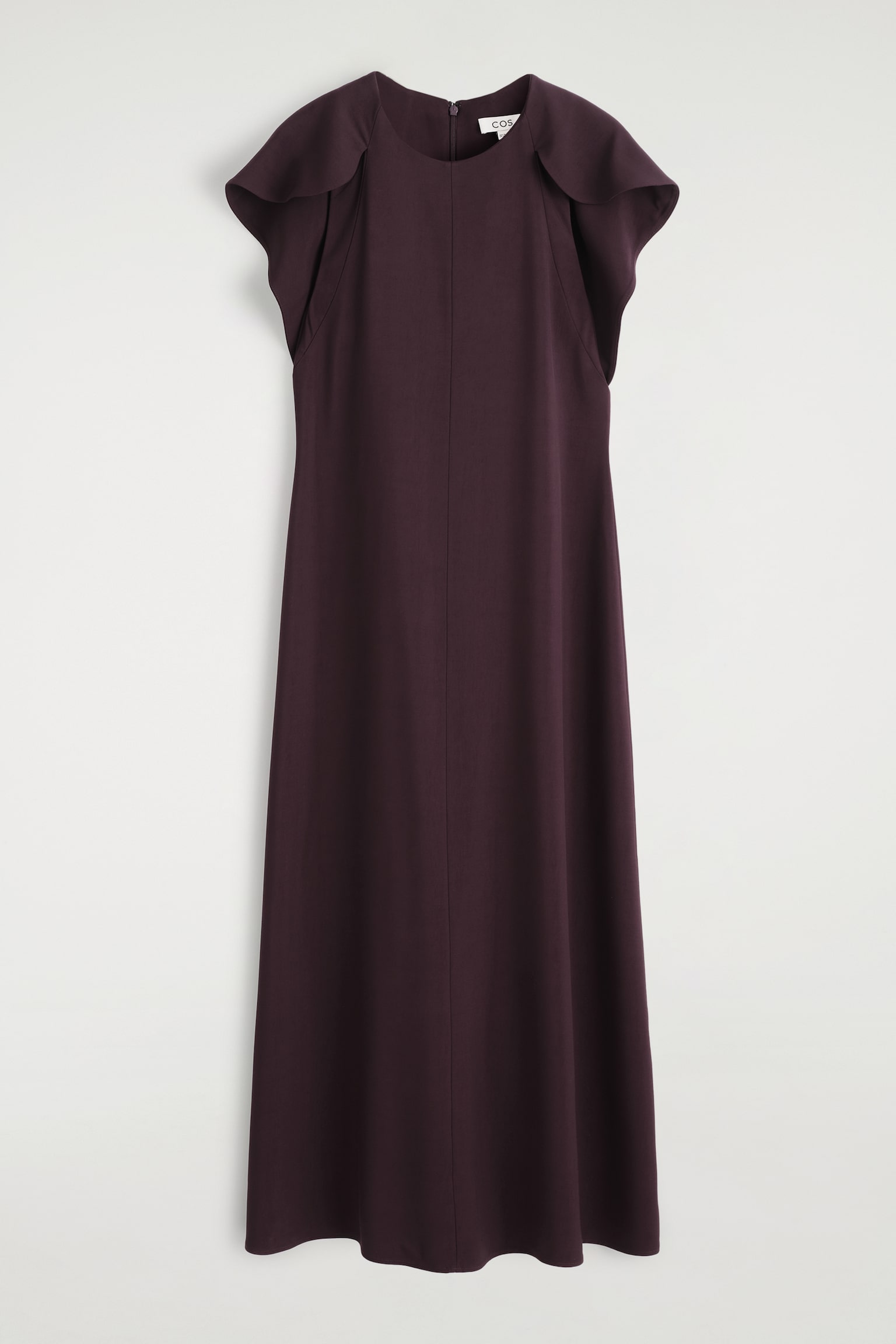 VESTIDO MIDI CON MANGAS CAPA - CIRUELA - 2