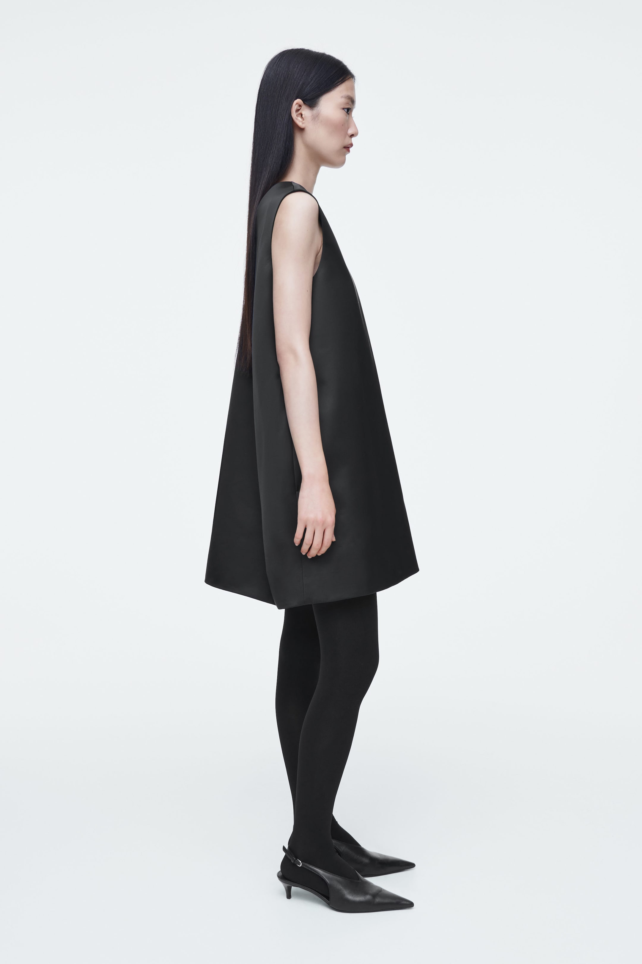 SATIN RACER-NECK MINI DRESS