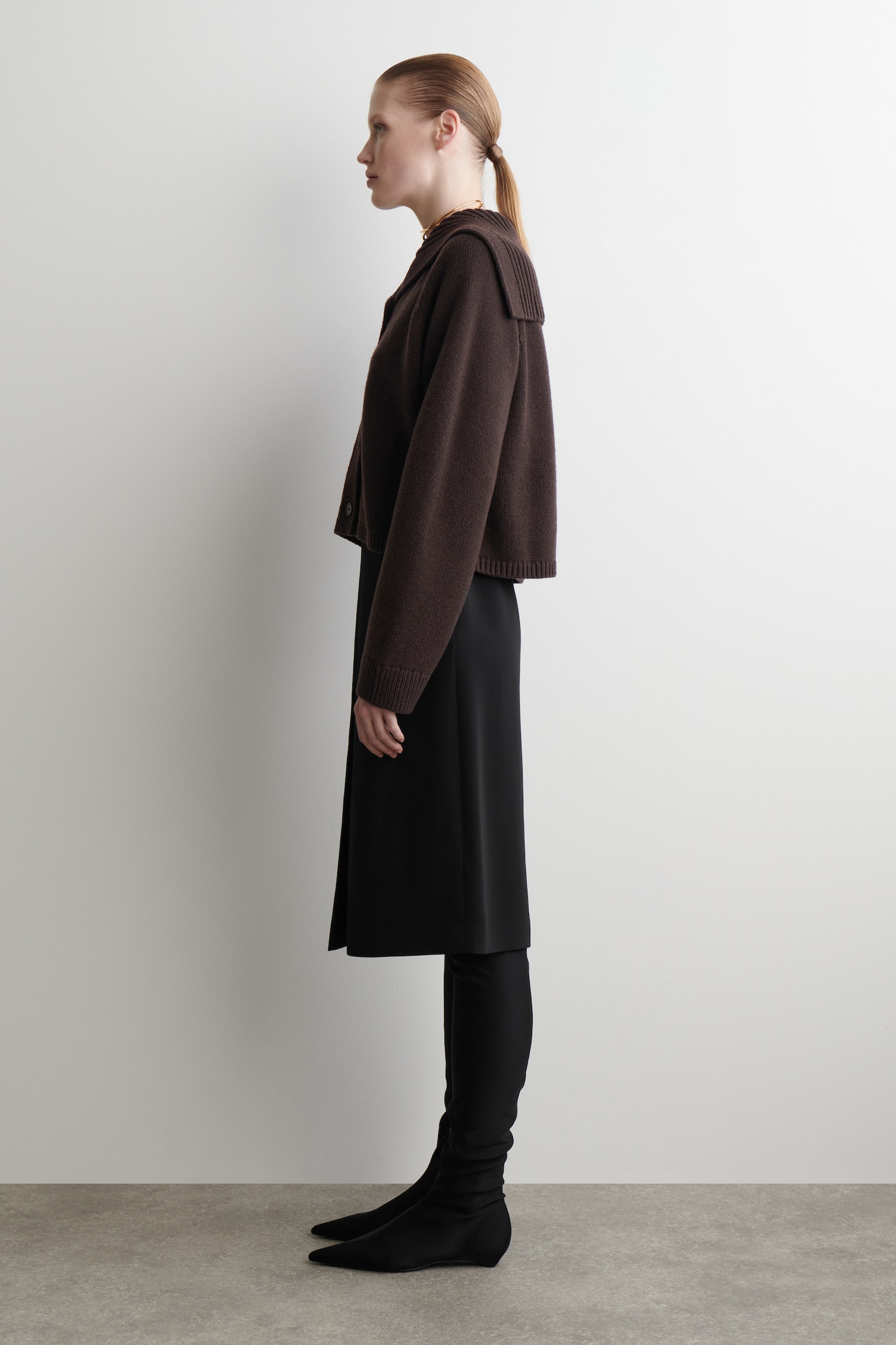 CARDIGAN À COL MARIN EN LAINE - BRUN FONCÉ/BEIGE - 7