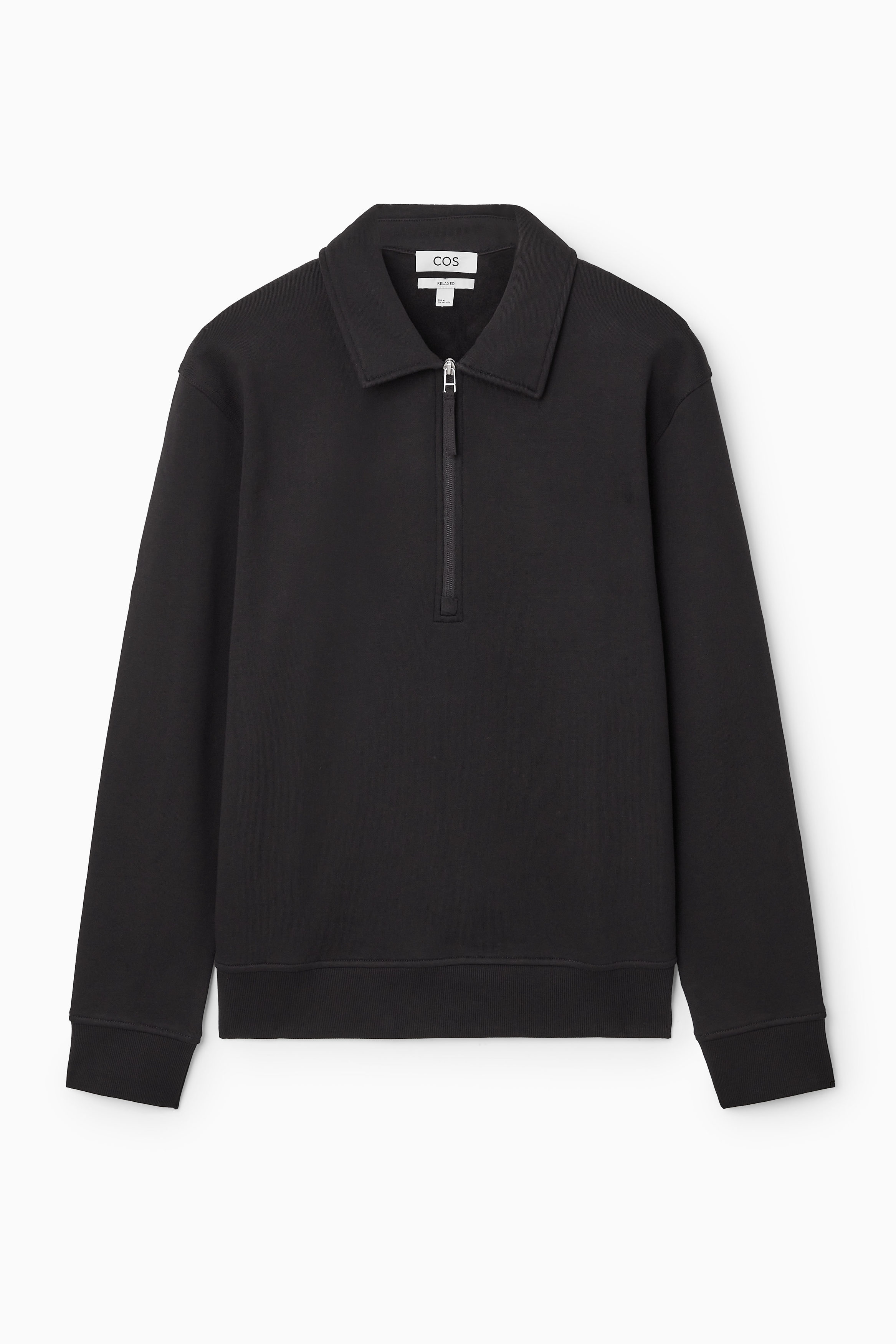 COLLARED HALF-ZIP SWEATSHIRT - BLACK | COS US