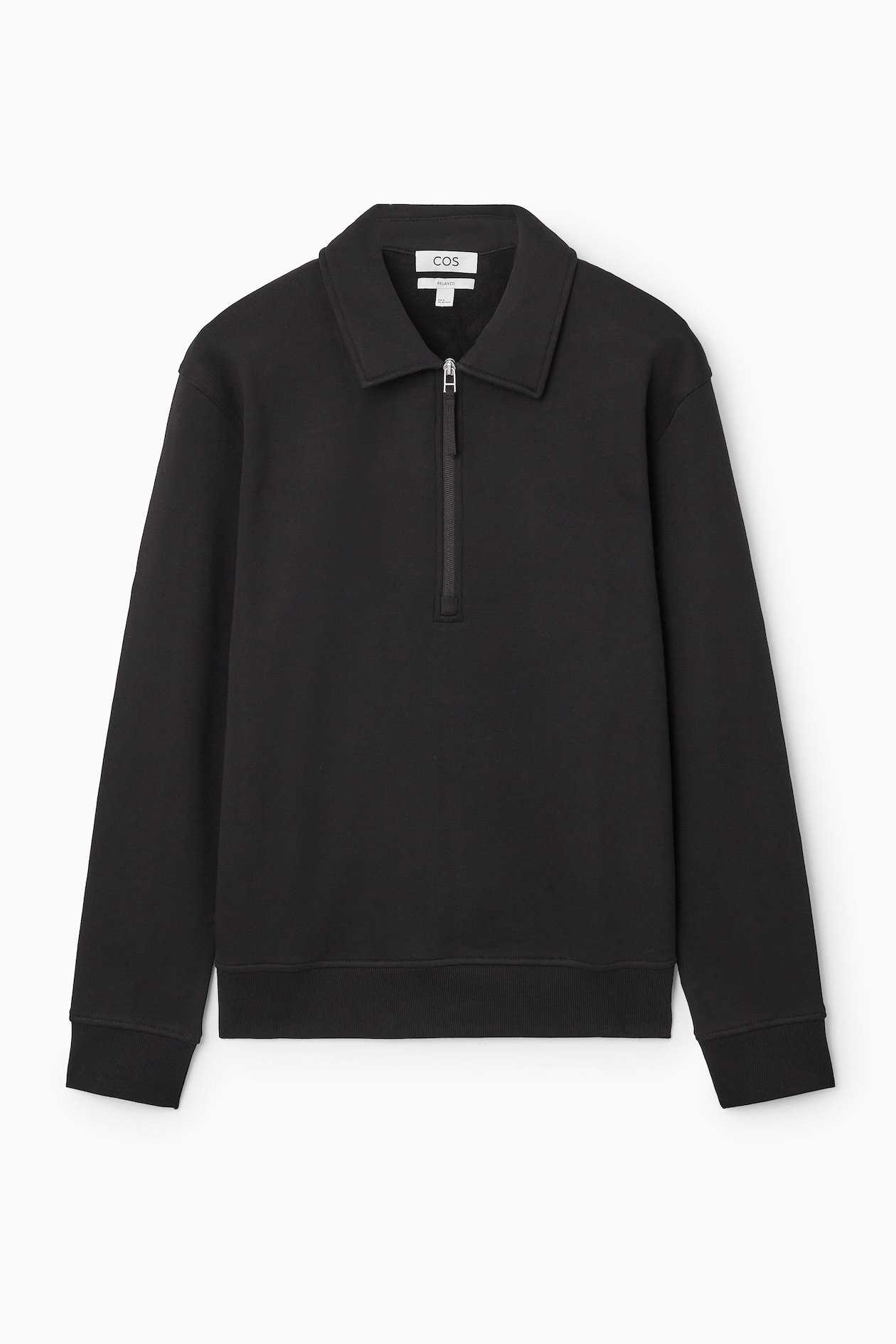 COLLARED HALF-ZIP SWEATSHIRT BLACK COS
