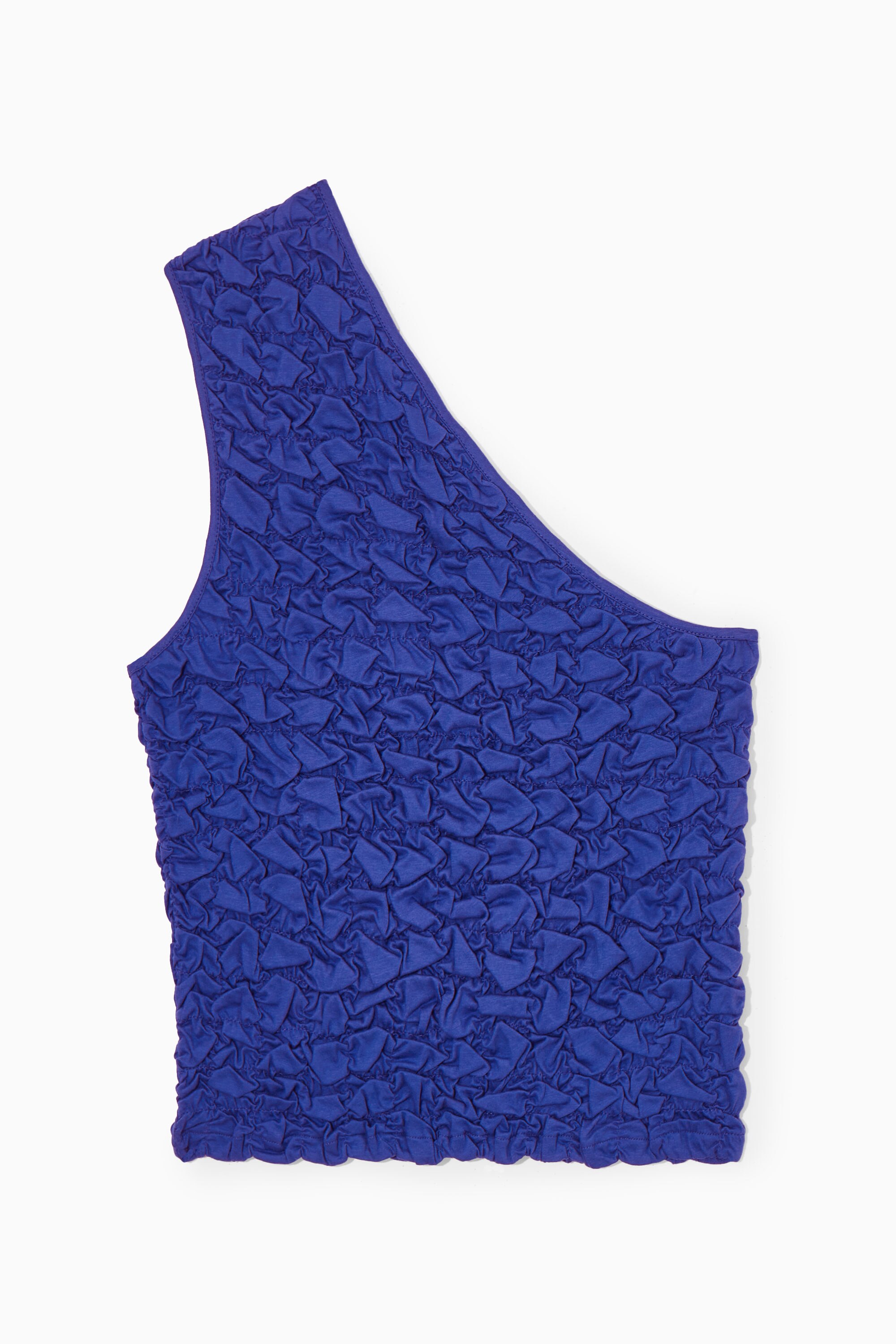 SMOCKED ONE-SHOULDER TANK TOP - BRIGHT BLUE | COS