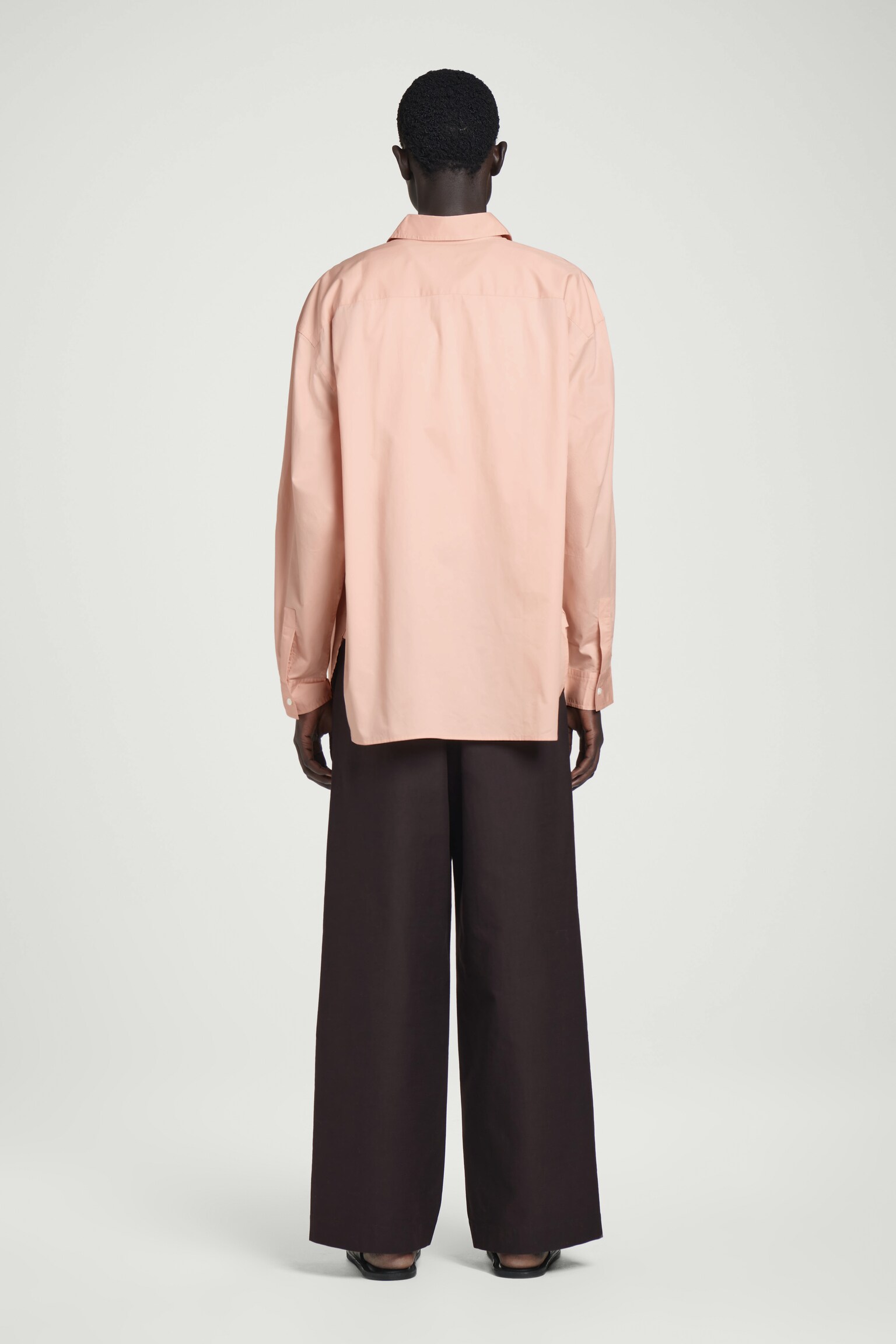 CAMISA OXFORD OVERSIZE ANCHA DE ALGODÓN - NARANJA/BLANCO - 5