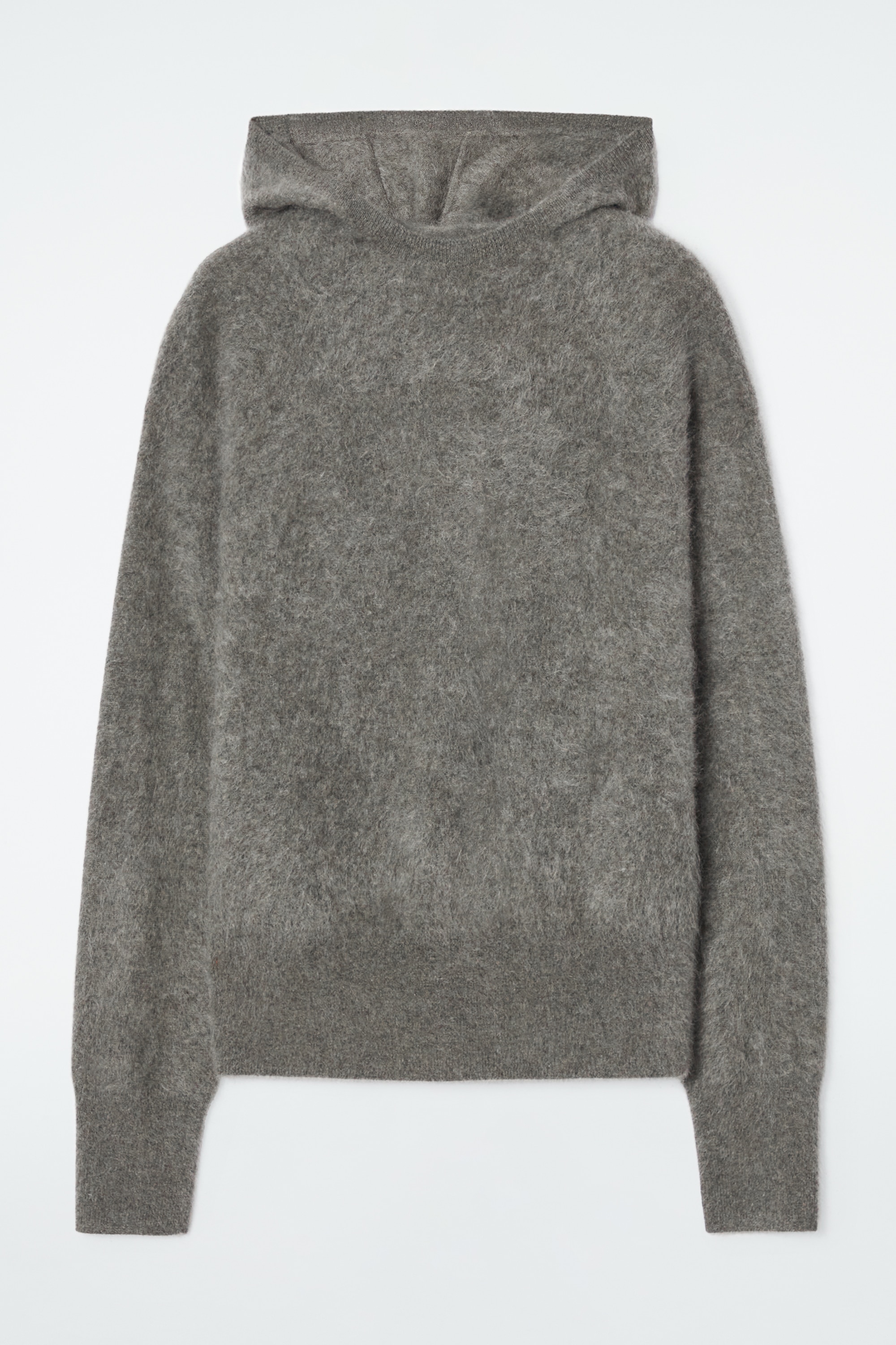 BRUSHED-CASHMERE HOODIE - GREEN-GREY/BLACK