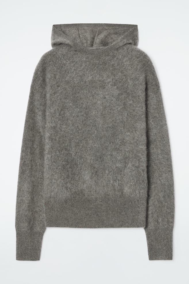 BRUSHED-CASHMERE HOODIE - GREEN-GREY/BLACK - 1