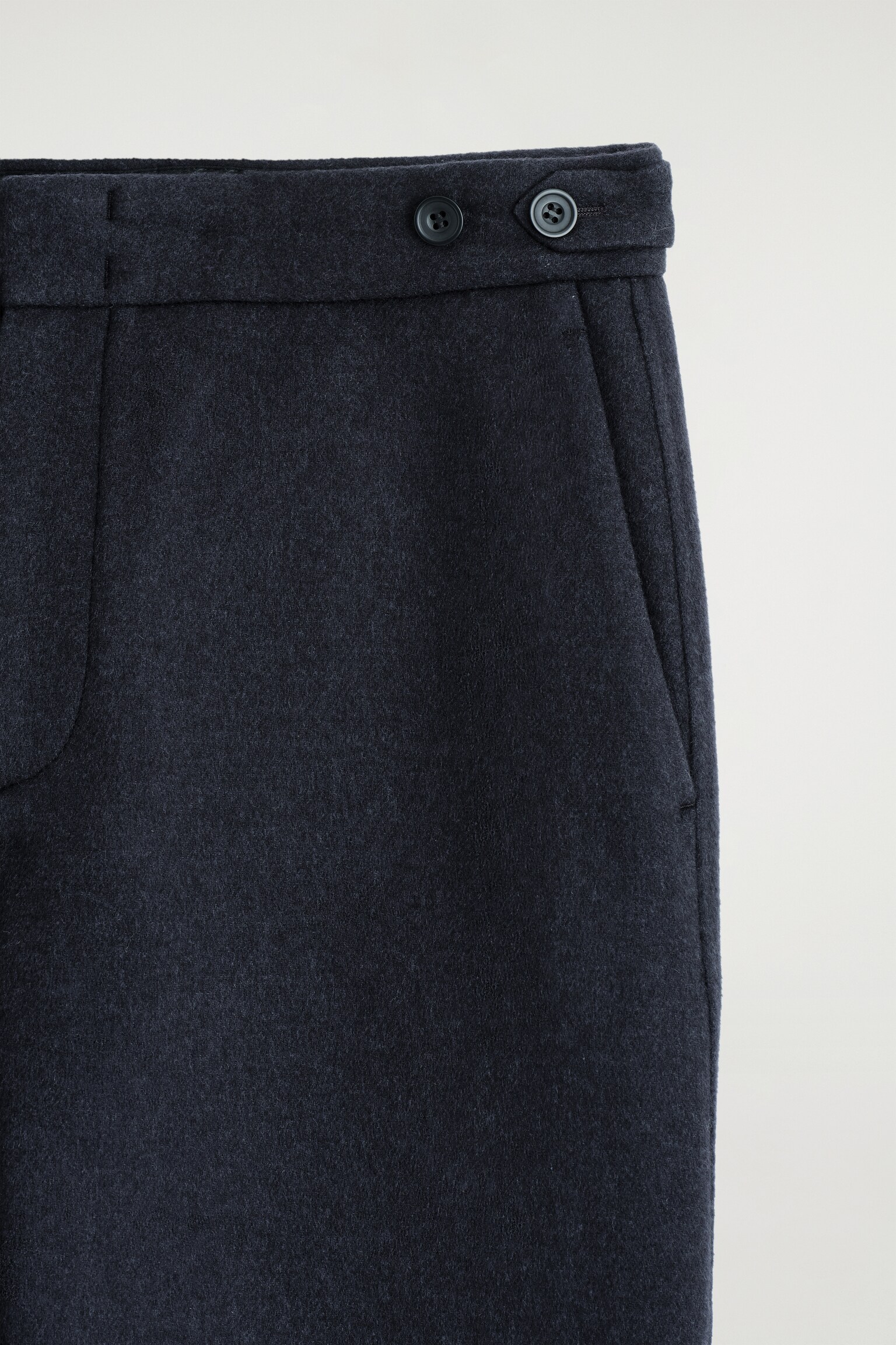 PANTALON FUSELÉ EN LAINE FENDUE - BLEU MARINE - 6