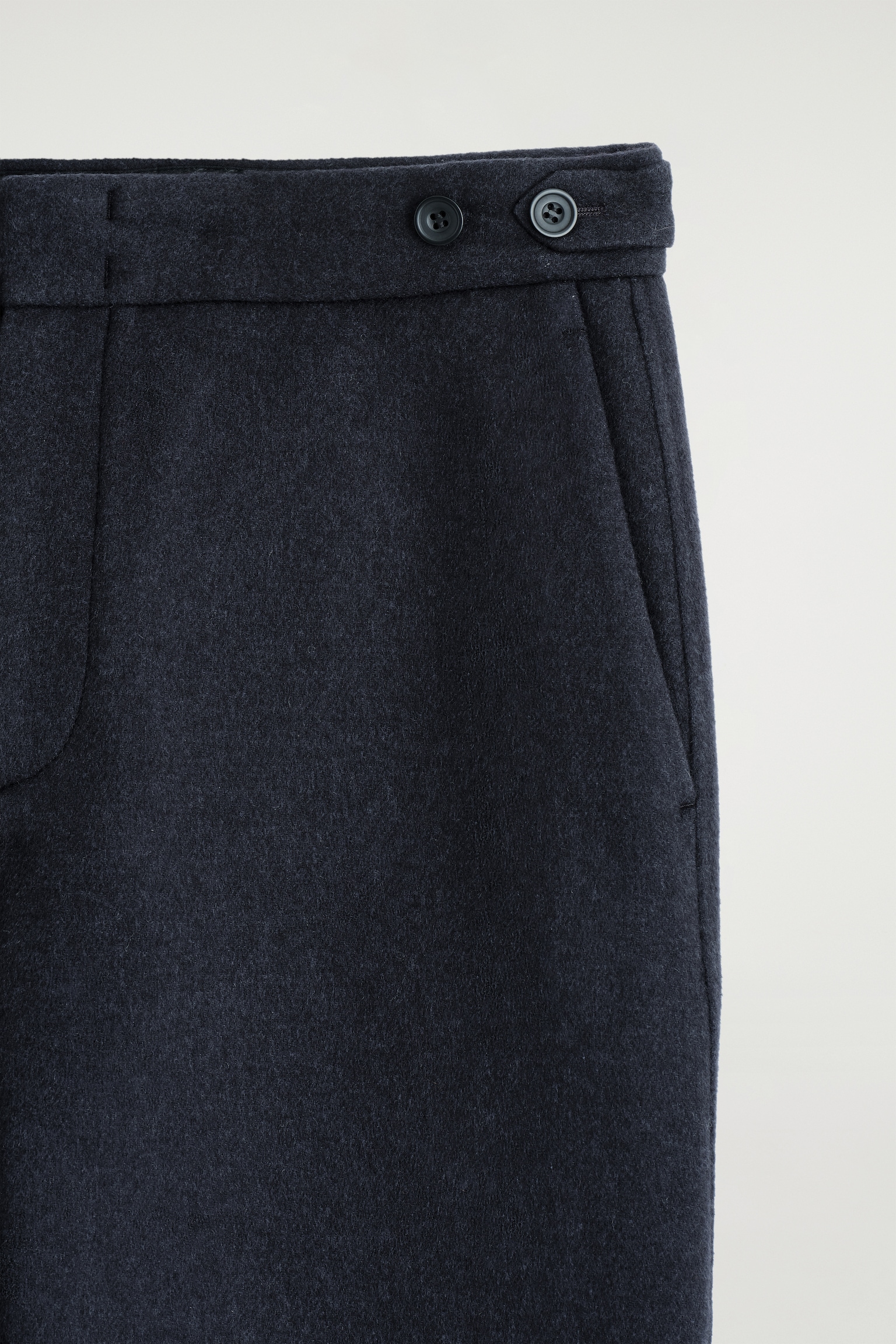SPLIT WOOL TAPERED TROUSERS - NAVY - 4
