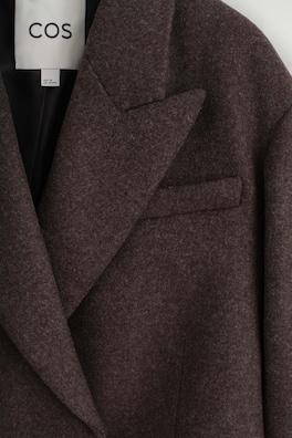 OVERSIZED CROPPED BOILED WOOL-BLEND BLAZER — CAMEL MÉLANGE 7