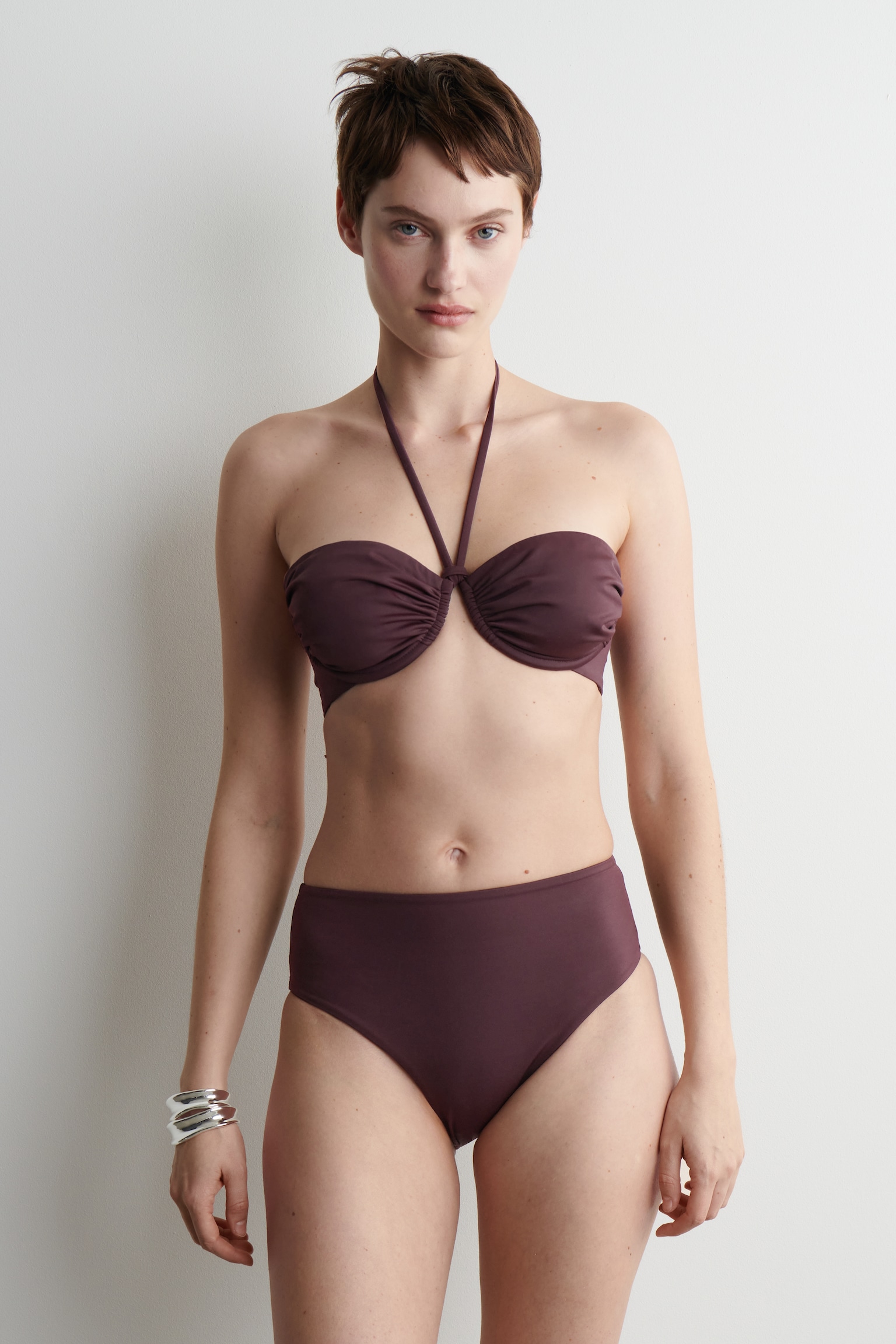 BAS BIKINI TAILLE HAUTE - BORDEAUX