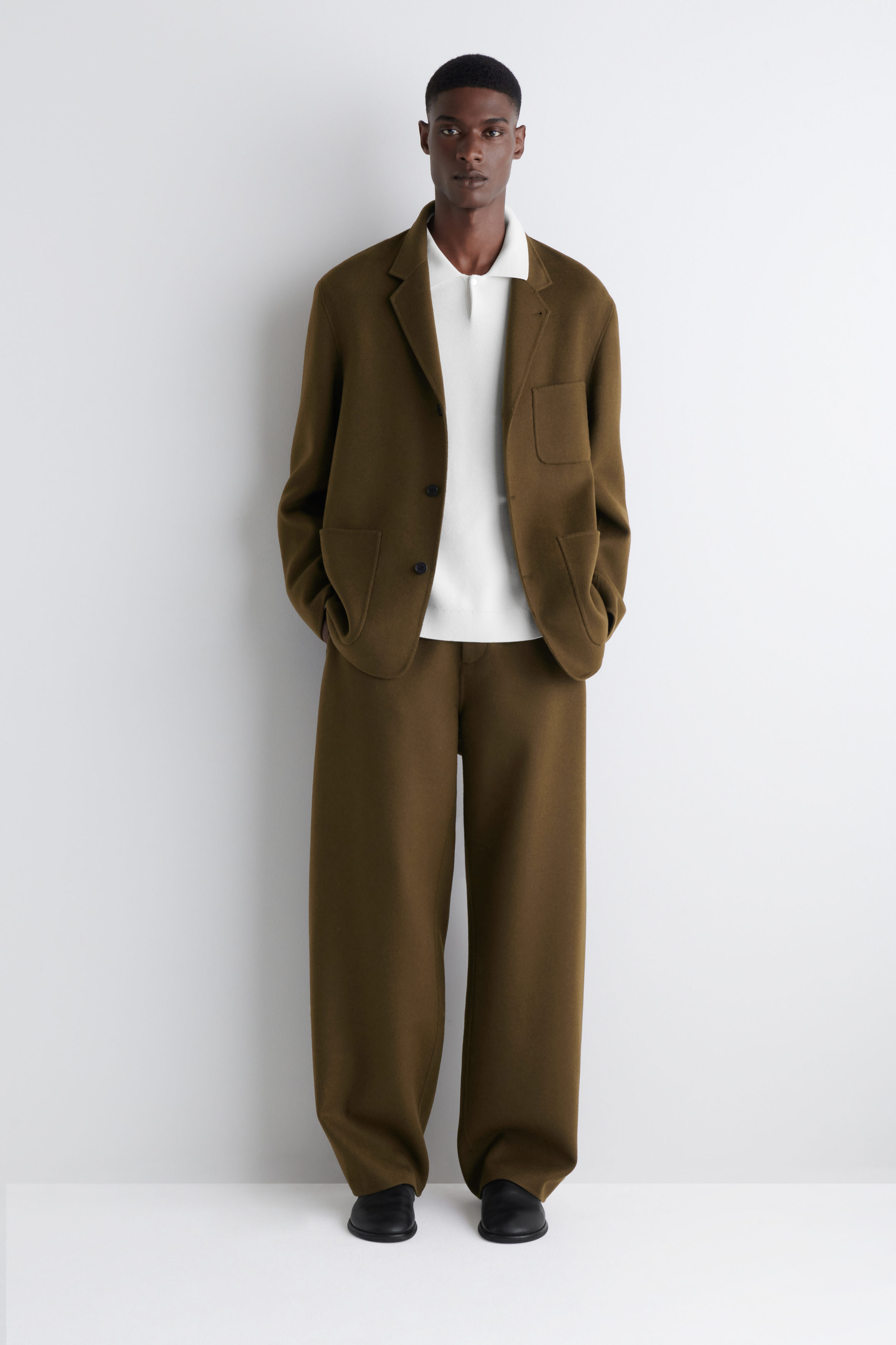 UNSTRUCTURED DOUBLE-FACED WOOL BLAZER - BROWN | COS US