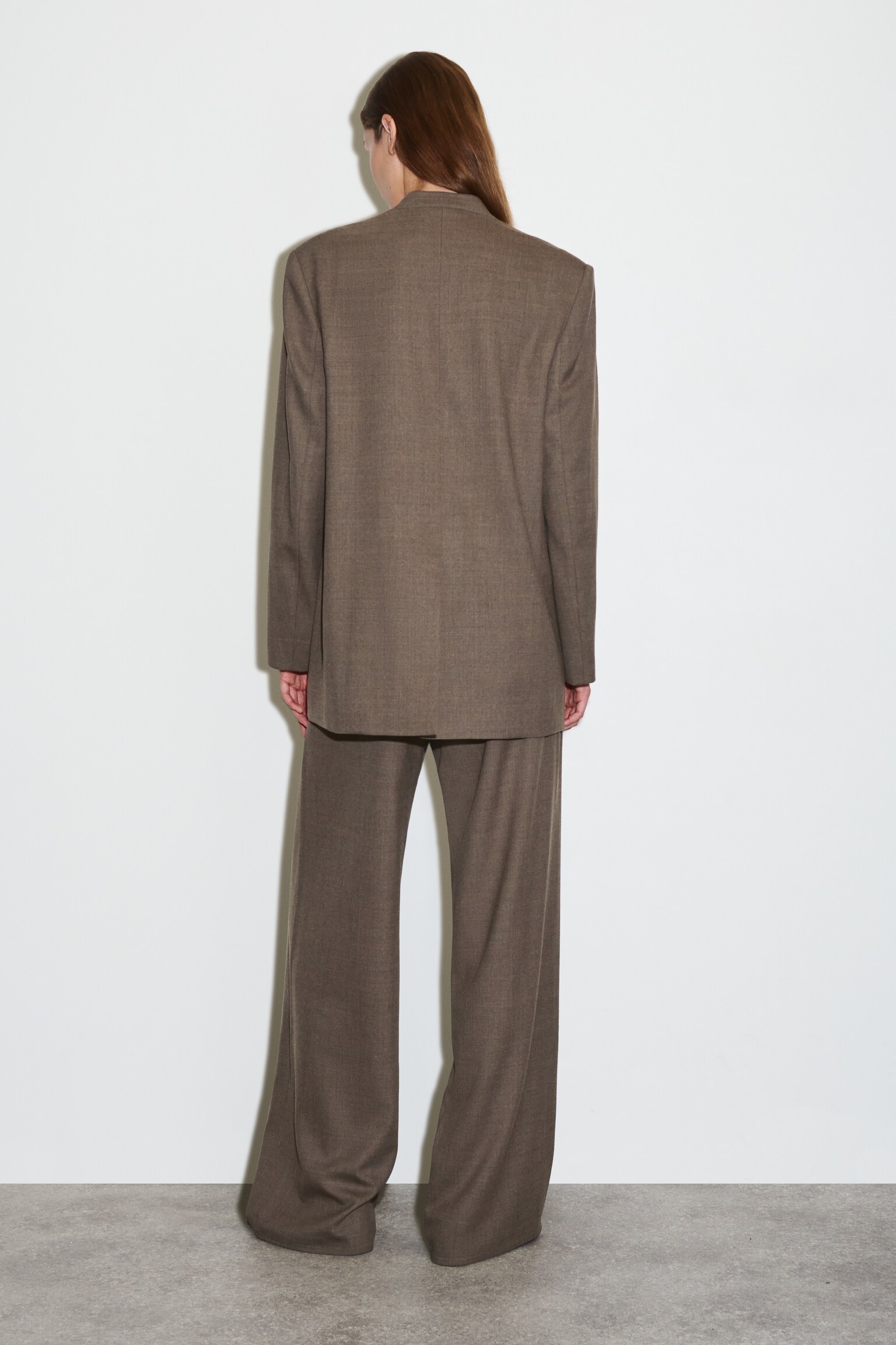 BLAZER IN MISTO LANA SENZA COLLETTO - GRIGIO - 5