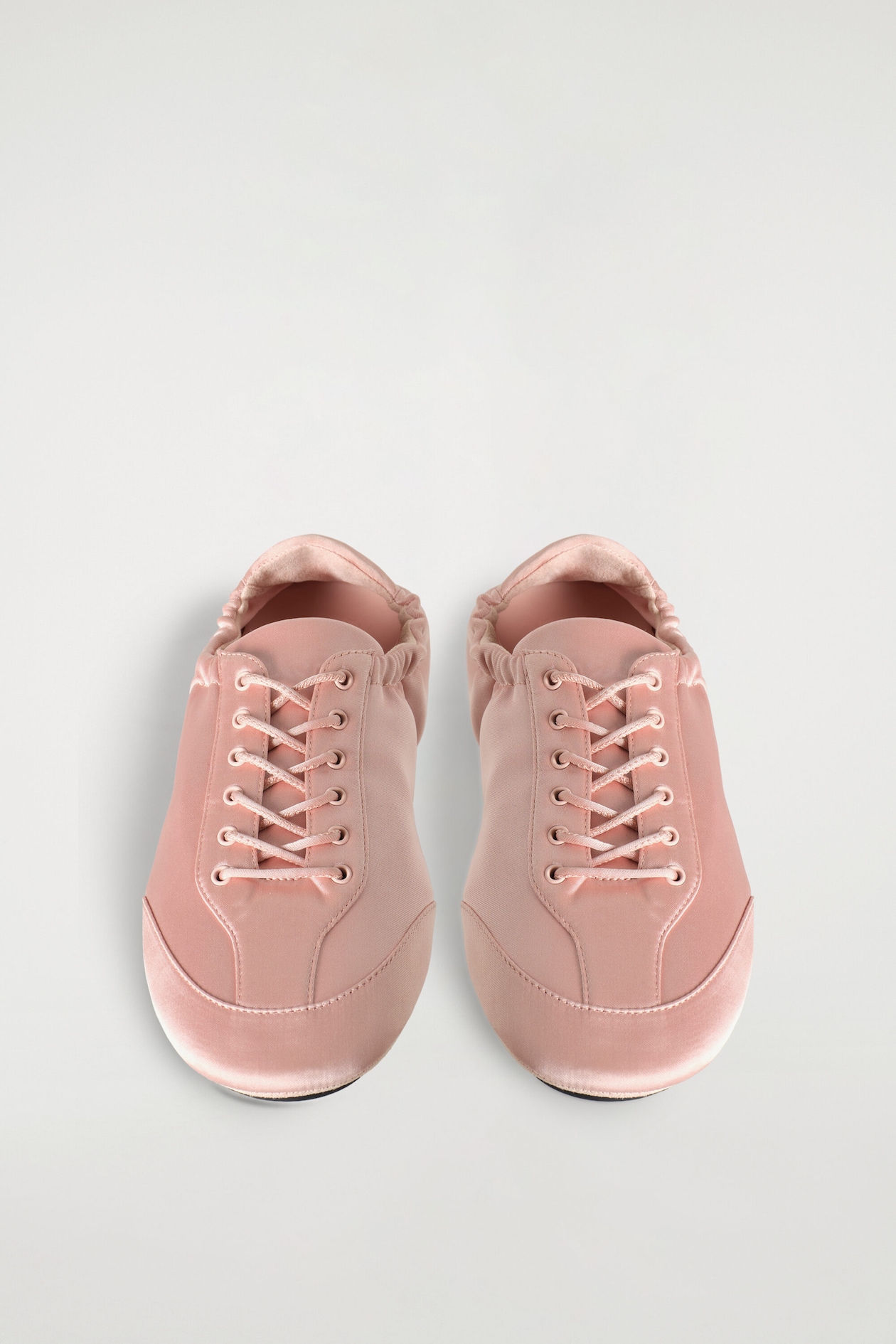 SATIN-SUEDE BALLET SNEAKERS — POWDER PINK