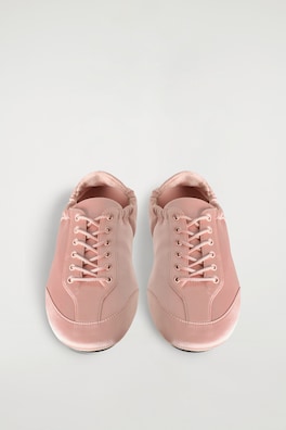 SATIN-SUEDE BALLET SNEAKERS — POWDER PINK 1
