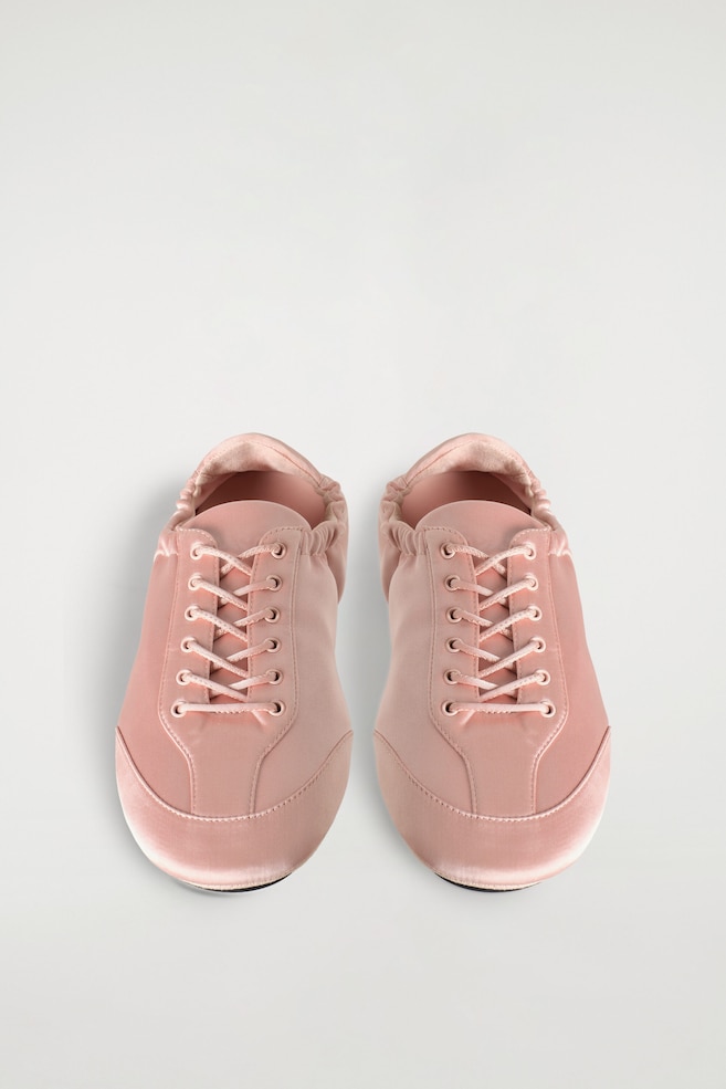 SATIN-SUEDE BALLET SNEAKERS — POWDER PINK