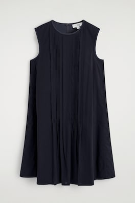 LAYERED PINTUCKED MINI DRESS — NAVY 7