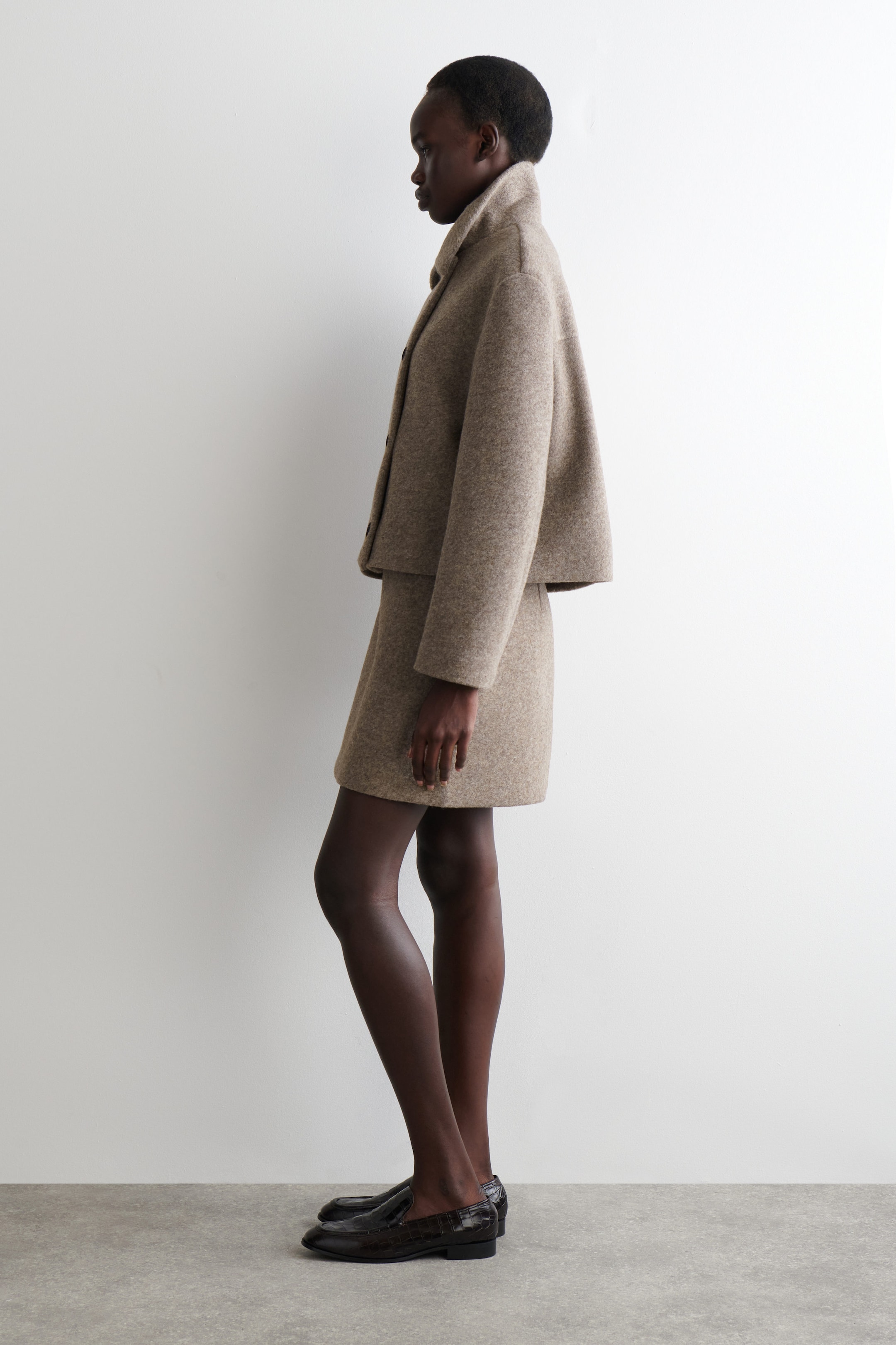 BOILED WOOL-BLEND MINI SKIRT