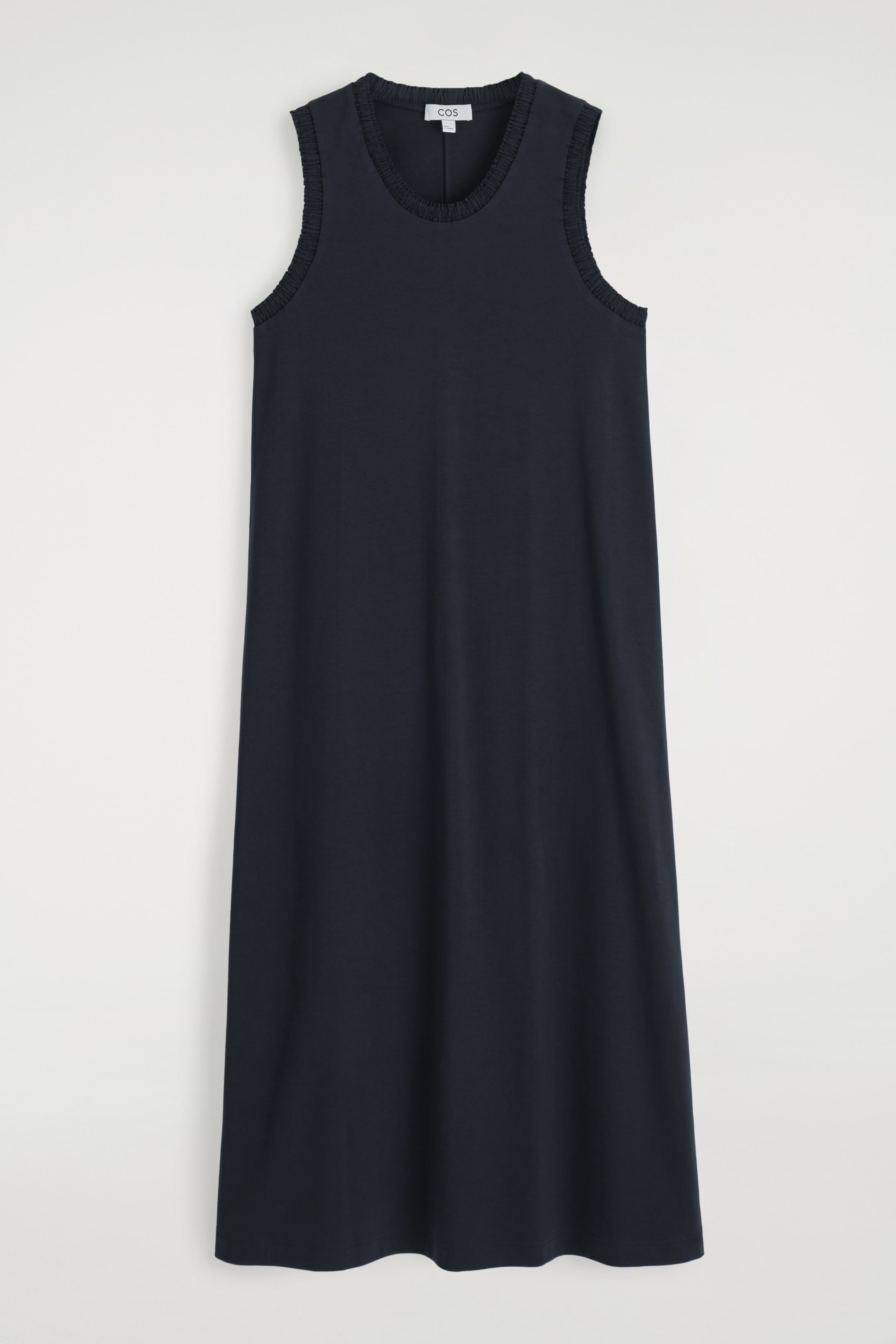 Grotere afbeelding bekijken: Gerimpelde katoenen midi-jurk - MARINEBLAUW - DAMES | H&M BE 5
