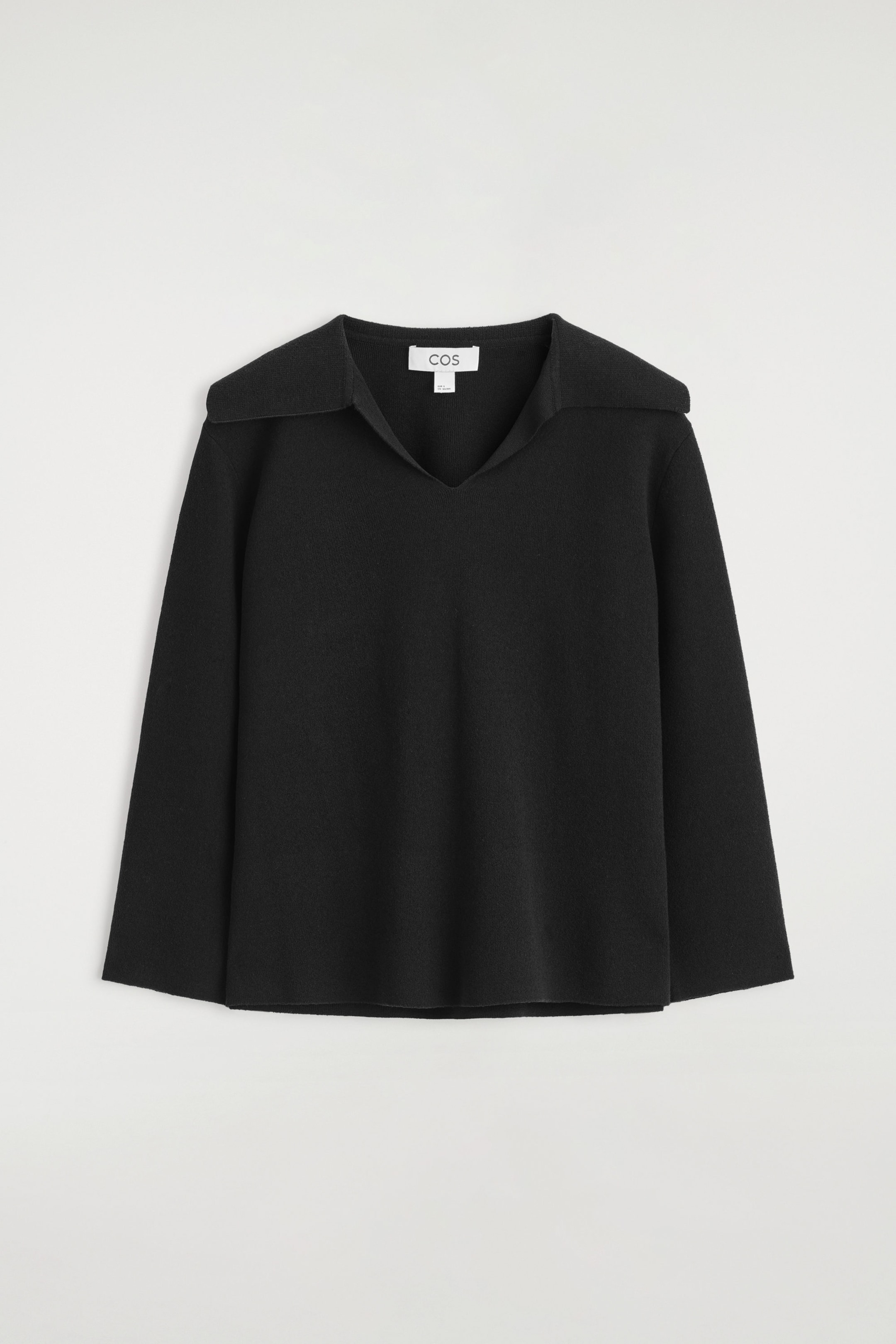 DOUBLE-KNIT OPEN-COLLAR SWEATER