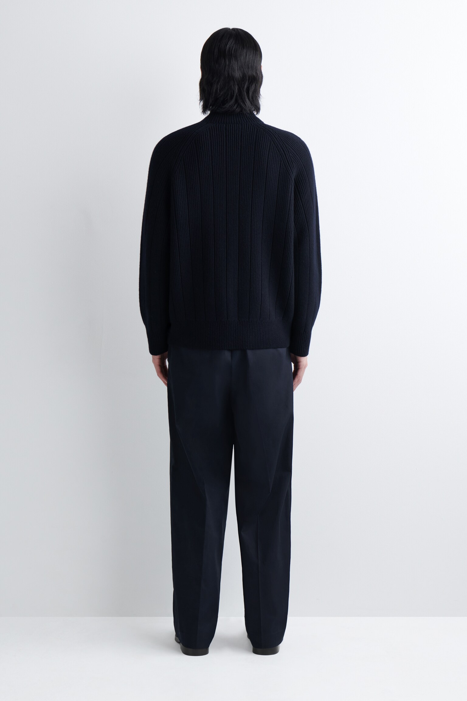 TRAININGSJACKE AUS MERINOWOLLE MIT BAUMWOLLPARTIE - NAVYBLAU - 3