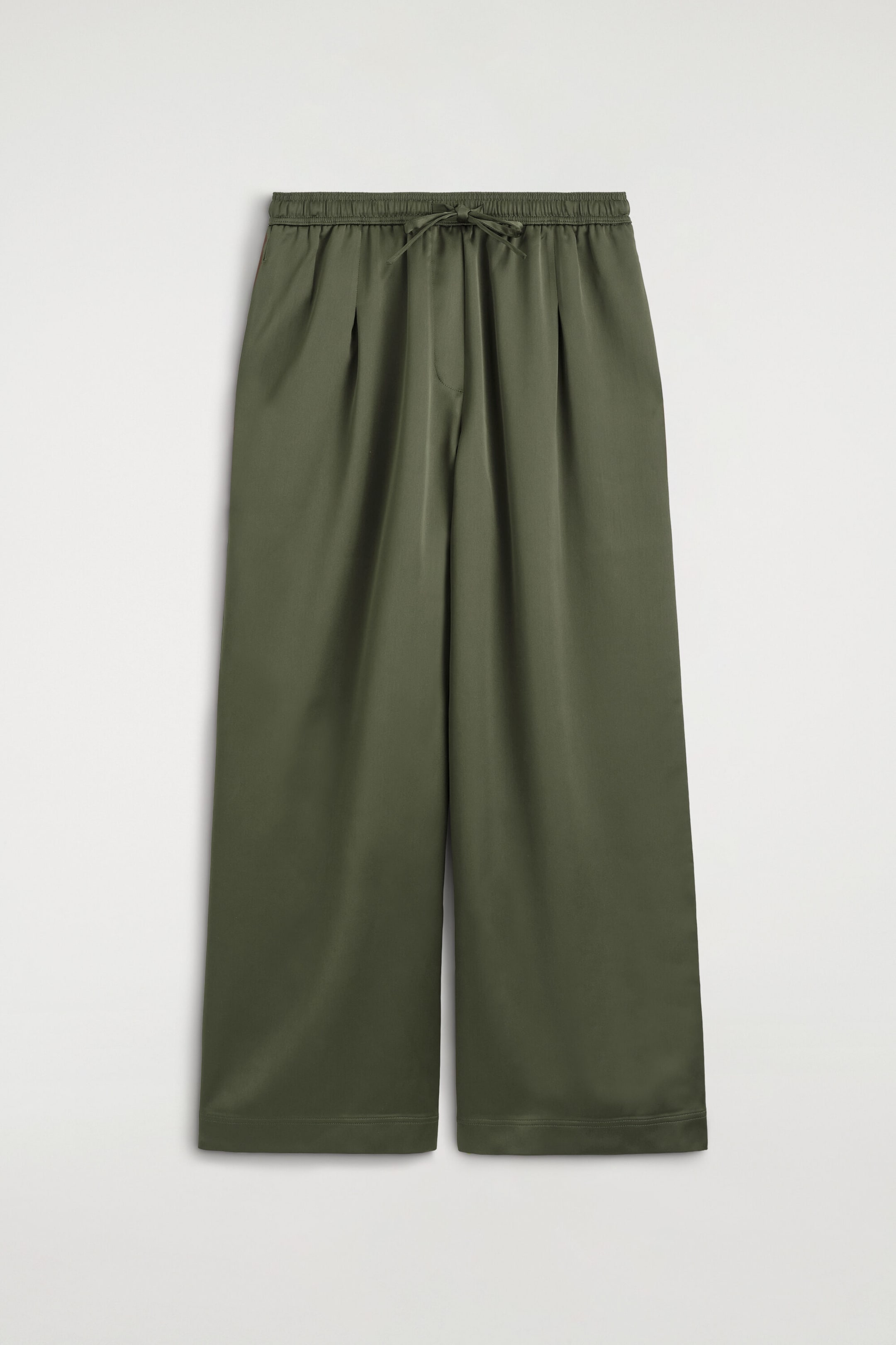 PLEATED SATIN DRAWSTRING PANTS