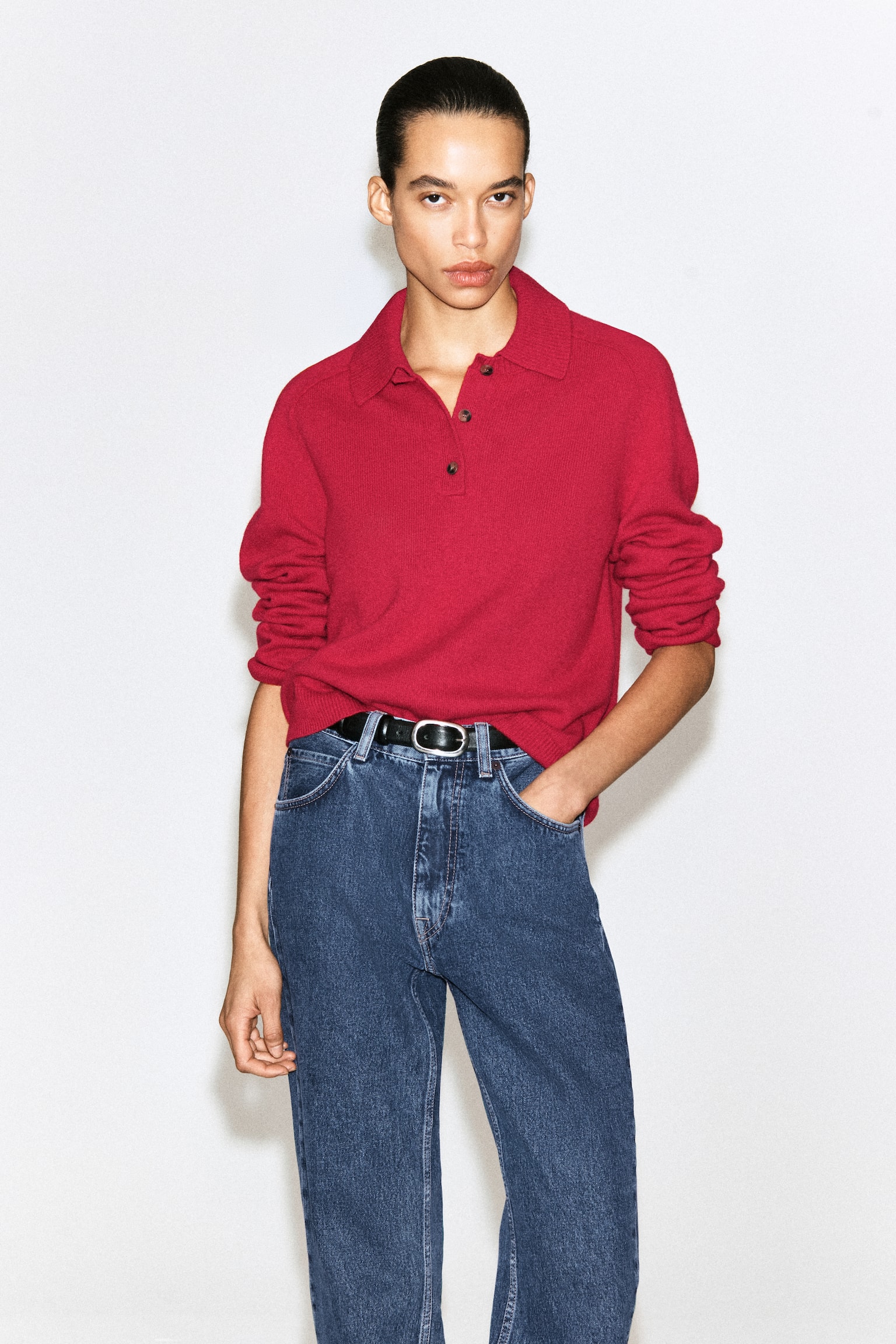TRICOU POLO DIN LÂNĂ MERINOS - ROȘU - 1