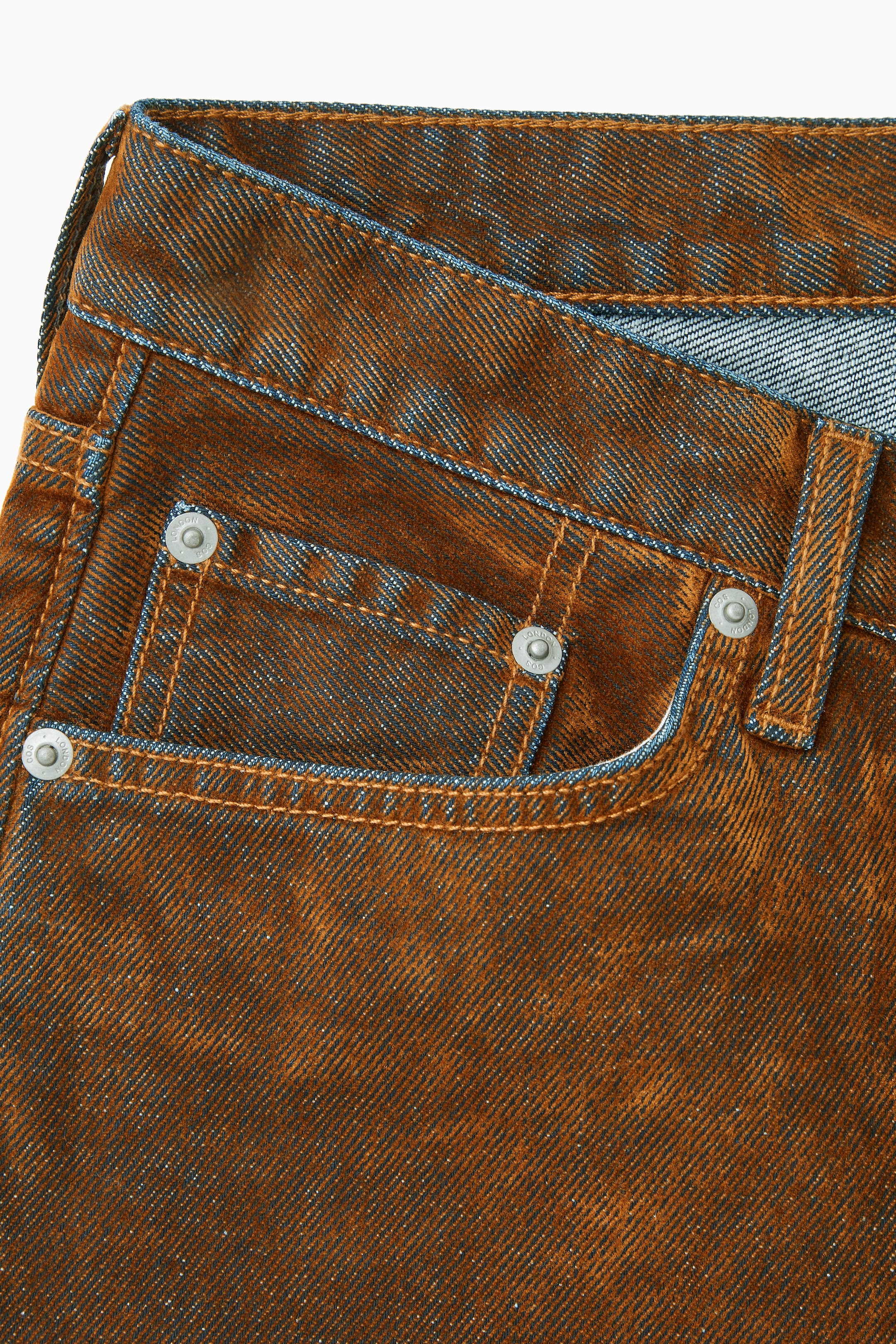 AMP FLOCKED STRAIGHT-LEG JEANS