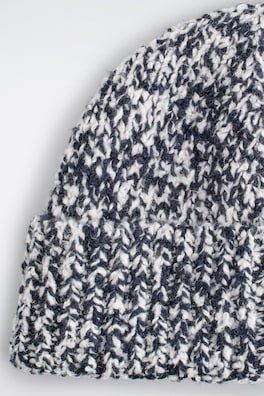 FLECKED WOOL-BLEND BEANIE — NAVY / WHITE 3