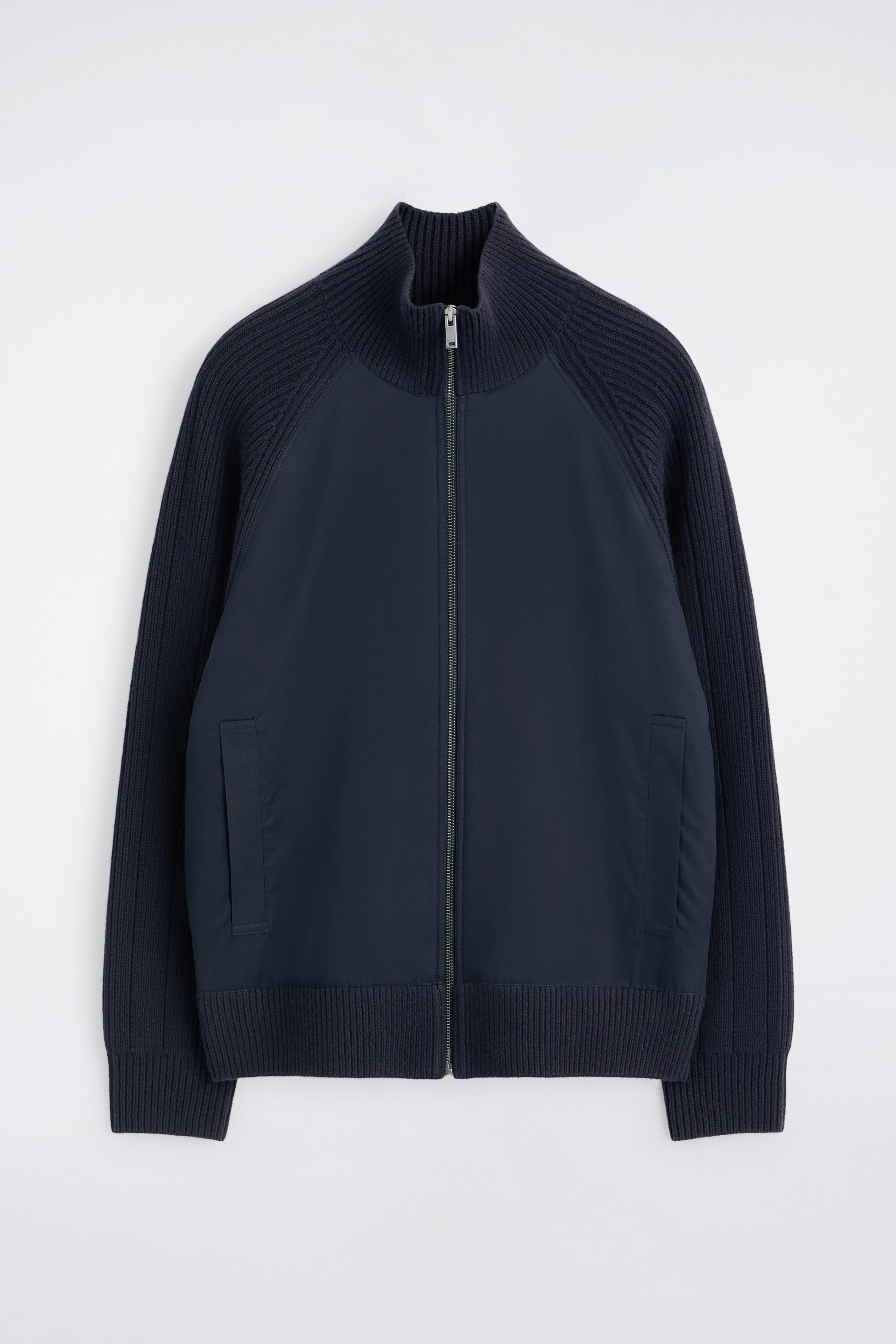 COTTON-PANELED MERINO TRACK JACKET - NAVY | COS US