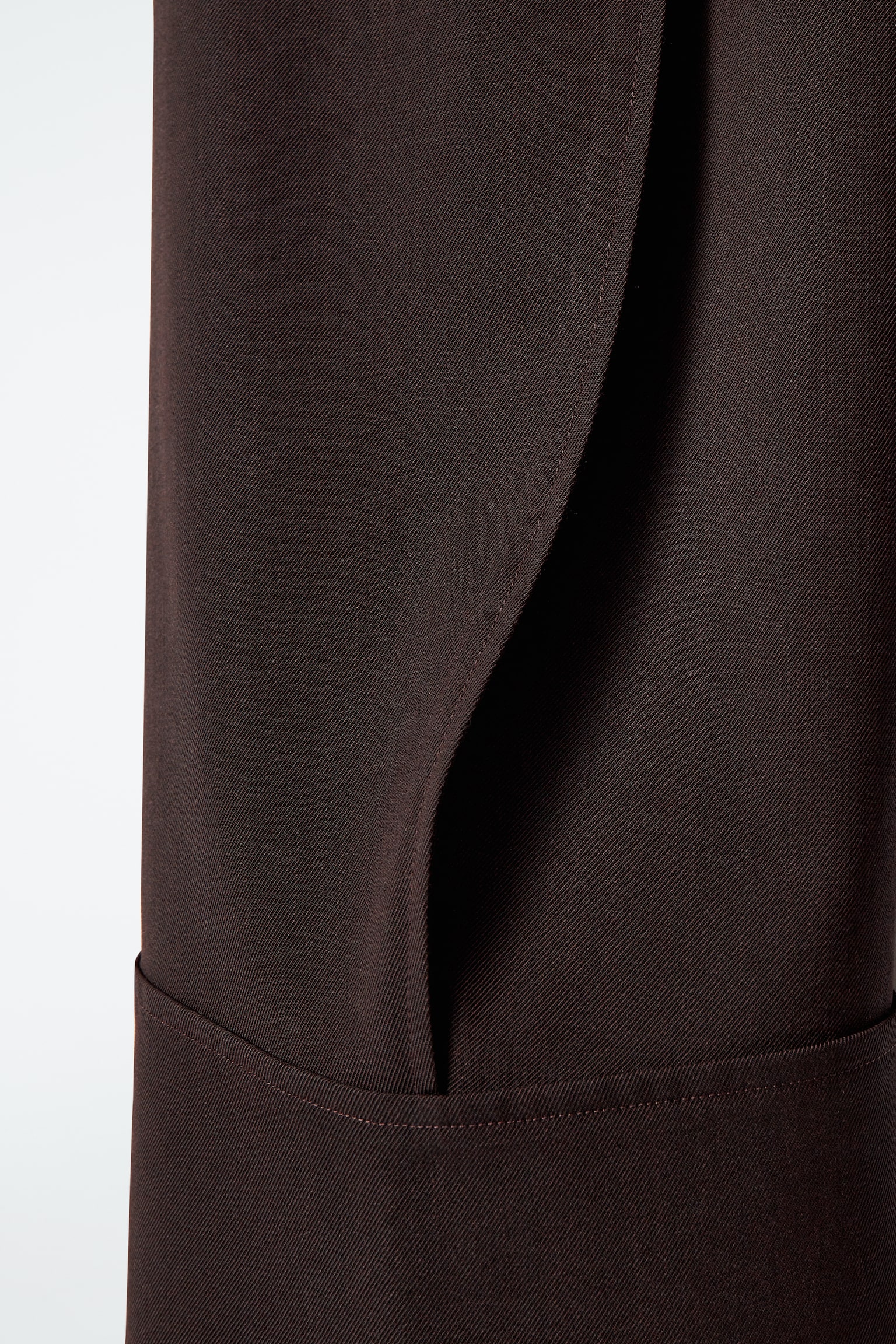 TURN-UP WOOL-BLEND TROUSERS - DARK BROWN - 4