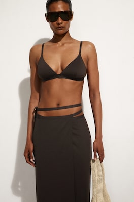 SARONG WRAP SKIRT — DARK BROWN 2