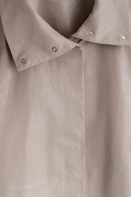OVERSIZED LEATHER FUNNEL-NECK BOMBER JACKET — WHEAT 6