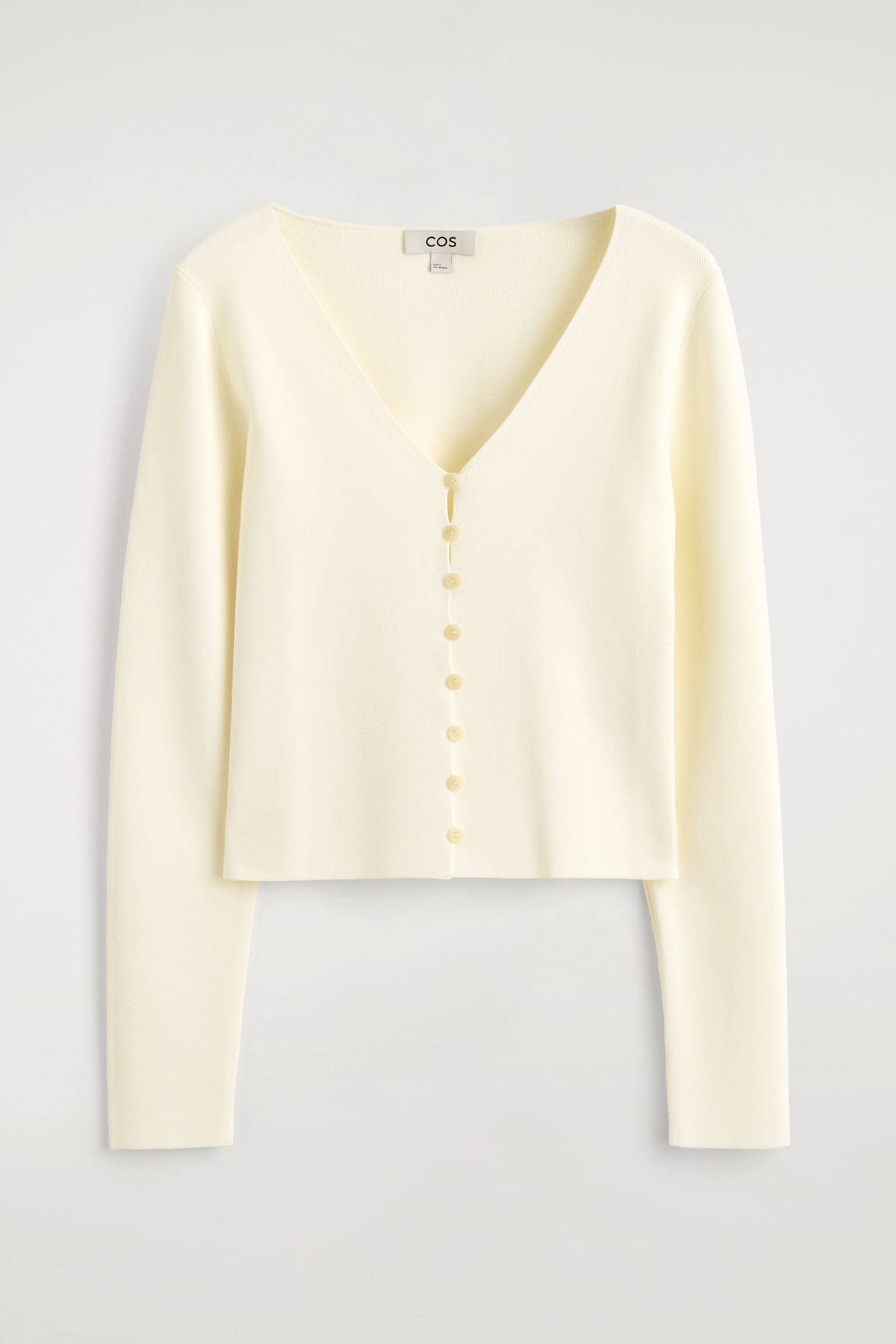 MINIMAL KNITTED V-NECK CARDIGAN - שנהב/כחול נייבי - 1
