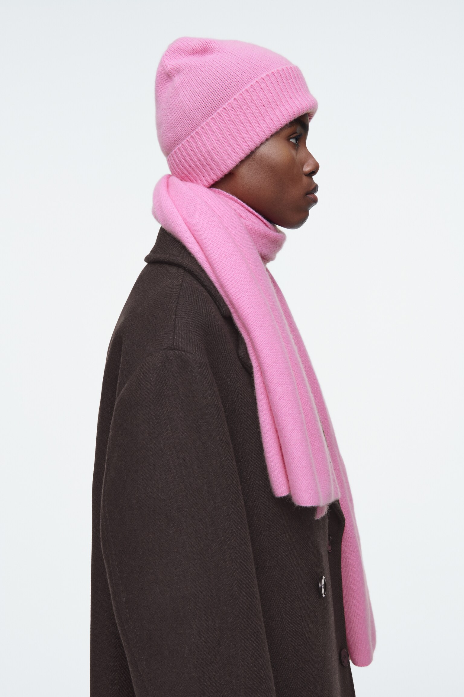 ÉCHARPE EN CACHEMIRE - ROSE/NOIR/BRUN/VERT OLIVE/GRIS FONCÉ - 3