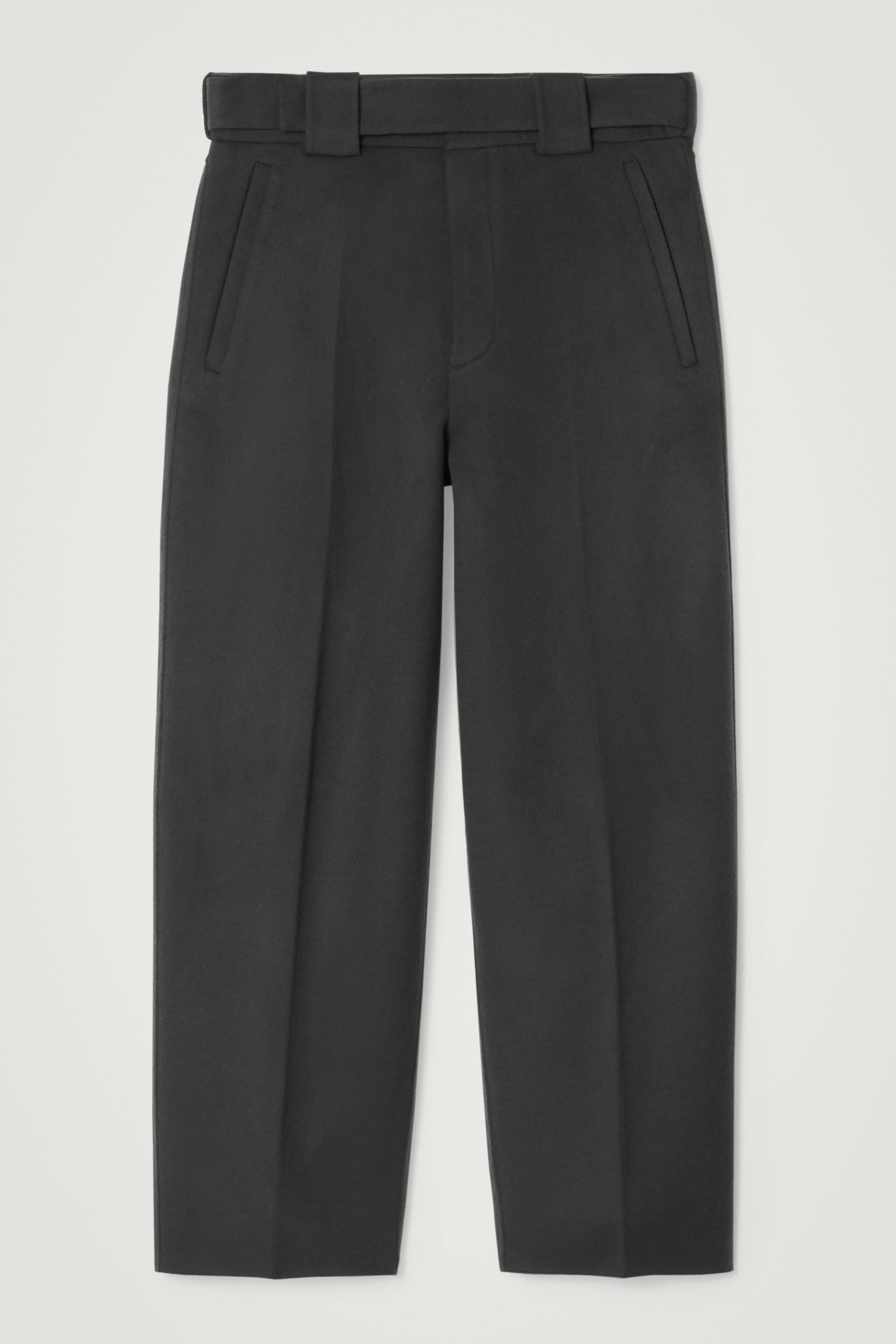 THE WOOL BARREL-LEG TROUSERS