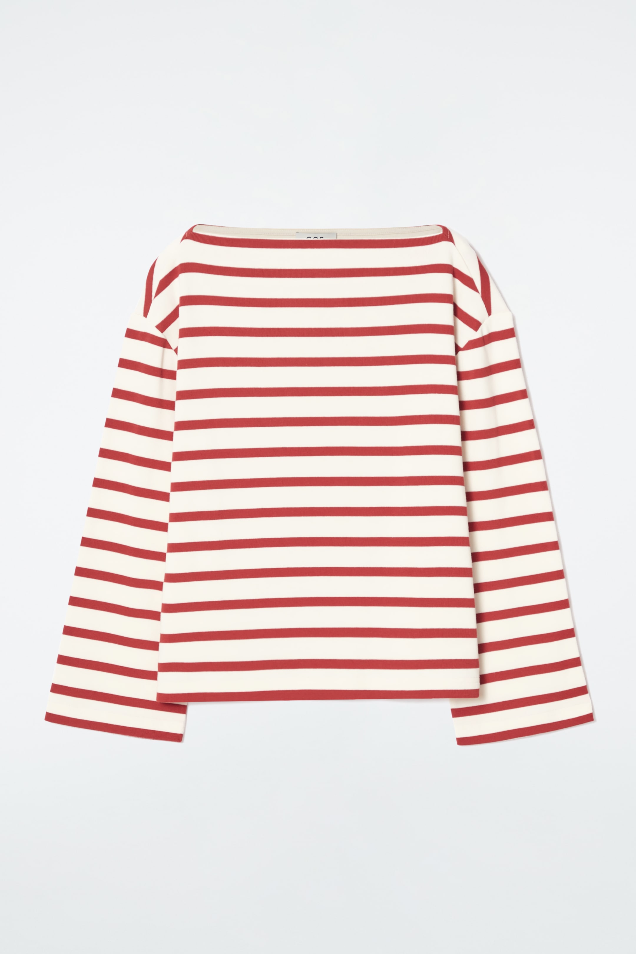 Visualizza immagine più grande: TOP A RIGHE CON SCOLLO A BARCHETTA - ROSSO / RIGHE - DONNA | H&M IT 1