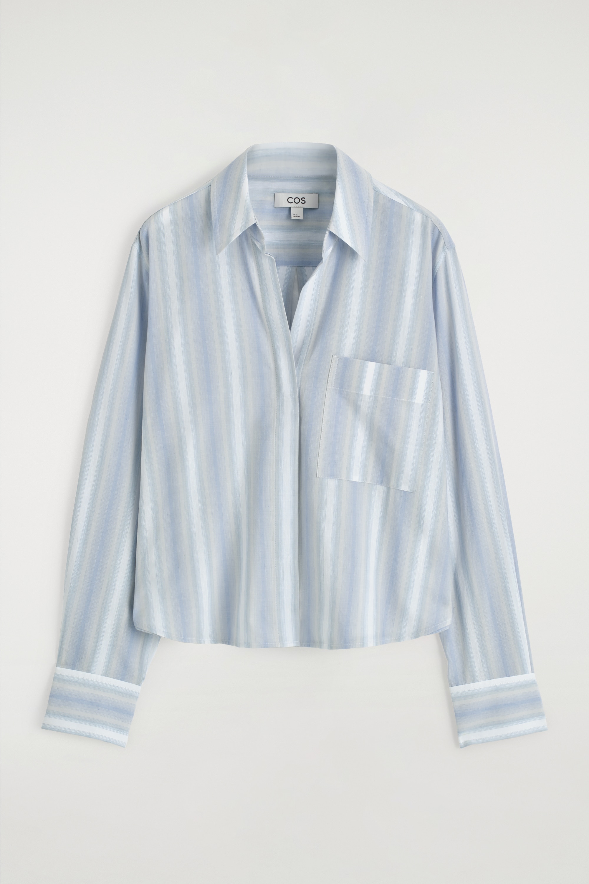 CAMICIA CROPPED IN COTONE A RIGHE - BLU / RIGHE
