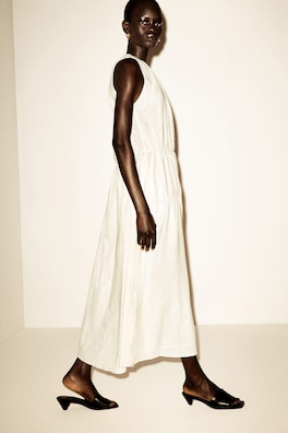 GATHERED TIERED COTTON MAXI DRESS — IVORY 6
