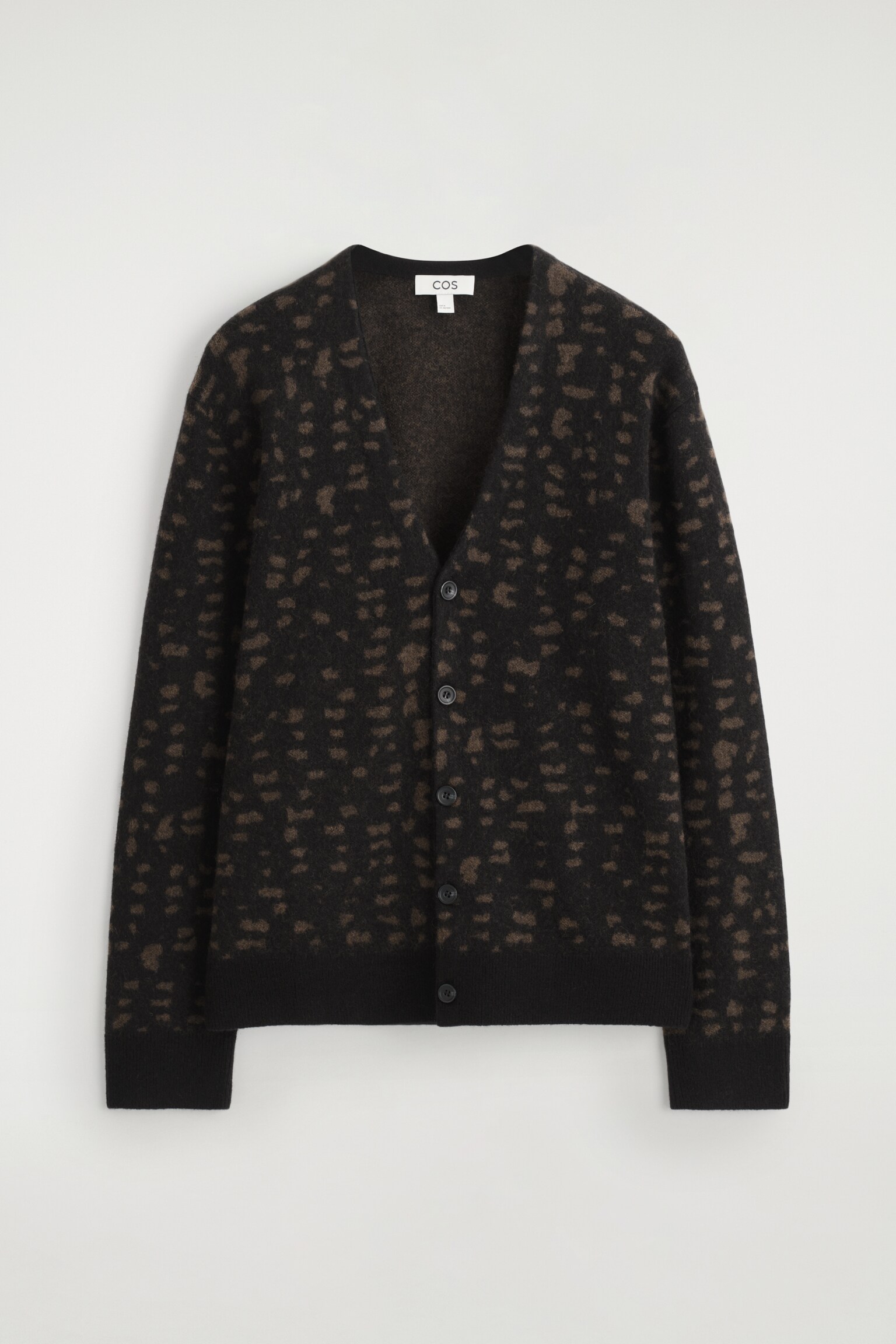 CARDIGAN EN MAILLE GÉOMÉTRIQUE DE LAINE-ALPAGA - BRUN / MOTIF GÉOMÉTRIQUE - 2