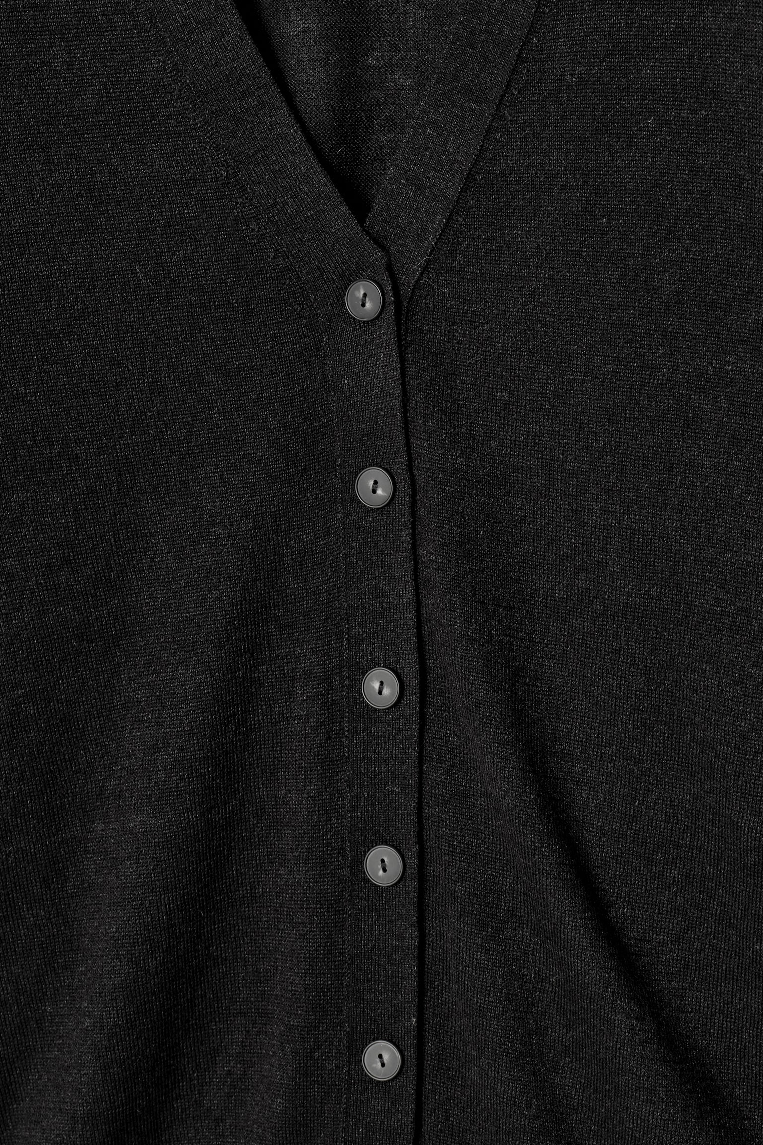 MERINO WOOL-LINEN BLEND V-NECK CARDIGAN - BLACK/OFF-WHITE - 7