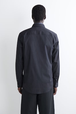 SLIM TAILORED COTTON-POPLIN SHIRT — NAVY / PINSTRIPED 5